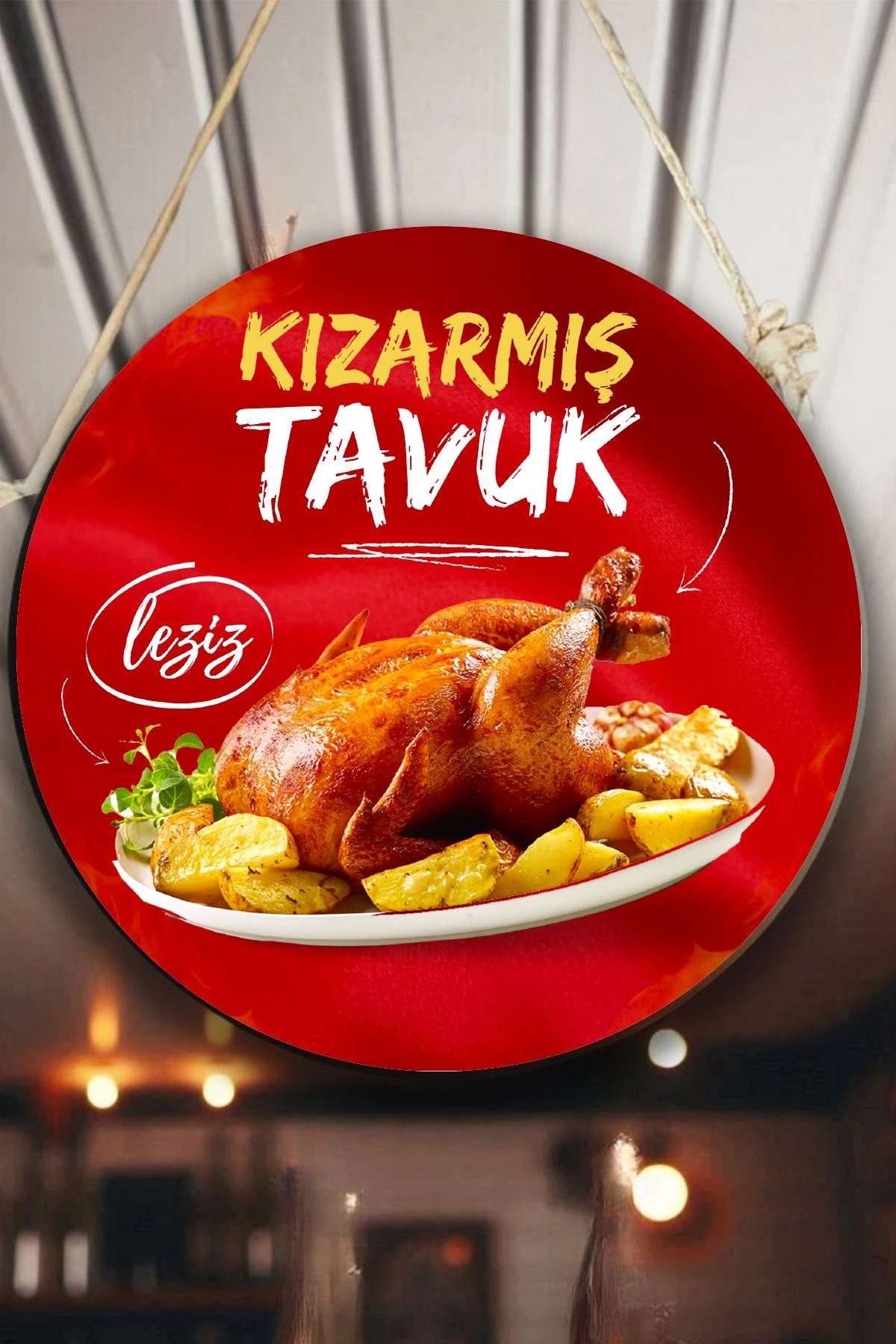 Kızarmış Tavuk Salonu Duvar, Kapı, Tek Taraflı Askılı Karşılama Tabelası, Tavuk Çevirme Dükkanı Süsü