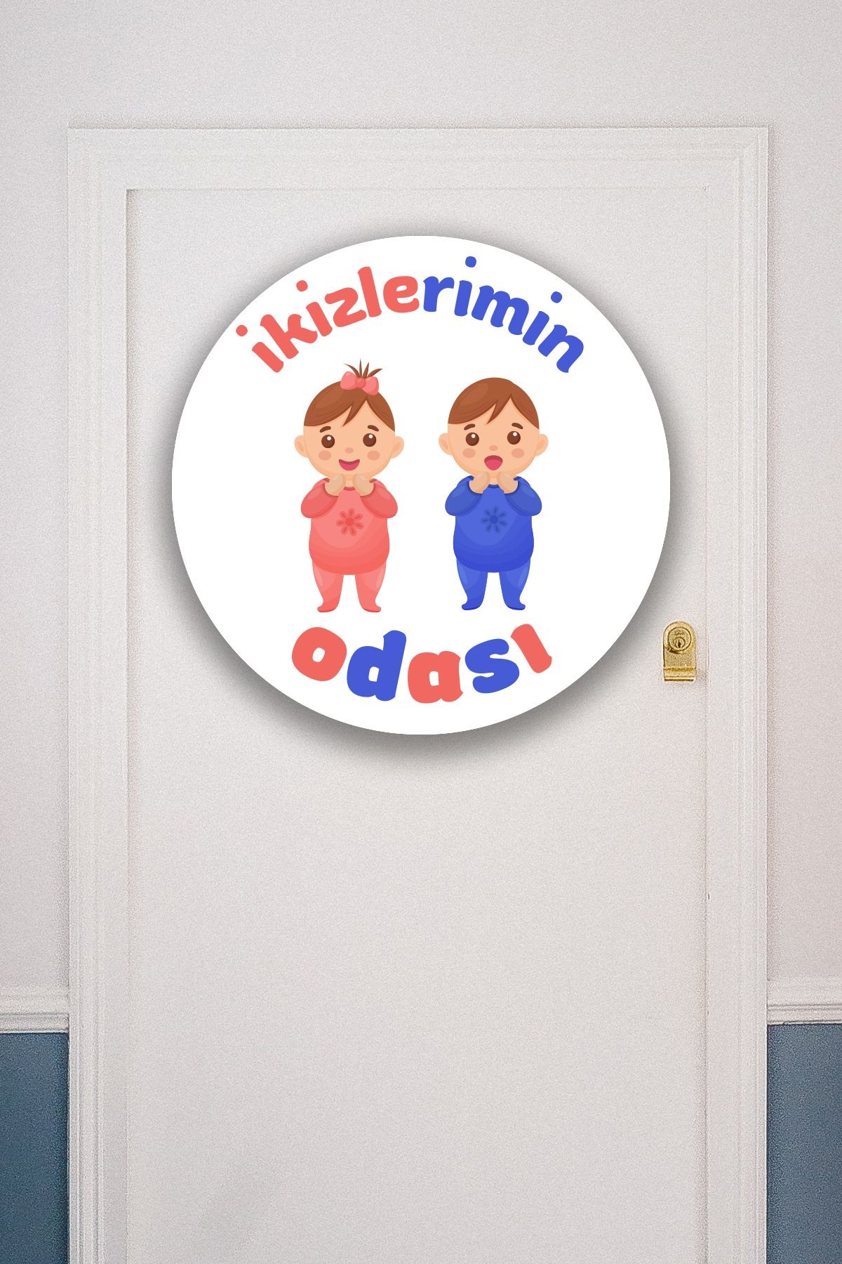 Ikiz Kız Erkek Çocuk Odası Tablo Modeli, Ahşap Kapı Duvar Süsü, Ikiz Bebek Ev Dekorasyonu