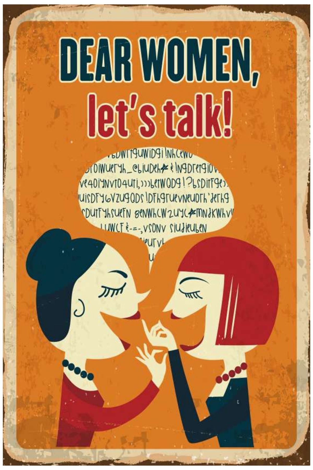Dear Women Let's Talk Ahşap Mdf Poster, Modern Duvar Dekoru, Sanatsal Poster, Ev Cafe Duvar Süs