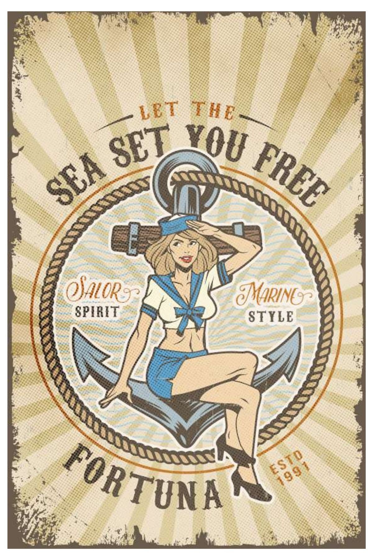 Sea Set You Free Ahşap Mdf Poster, Modern Duvar Dekoru, Sanatsal Poster, Ev Cafe Duvar Süs