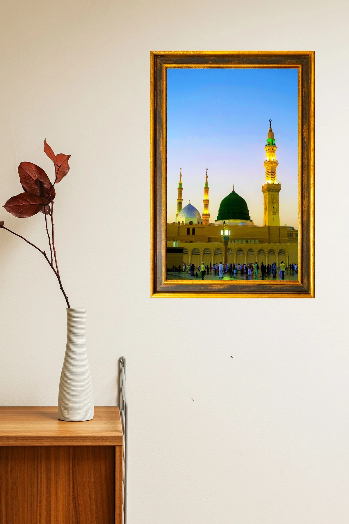 Mescid-i Nebevî Çerçeve Görünümlü Ahşap Islami Tablo, Dini Duvar Dekoru, Ev, Ofis Dekorasyonu