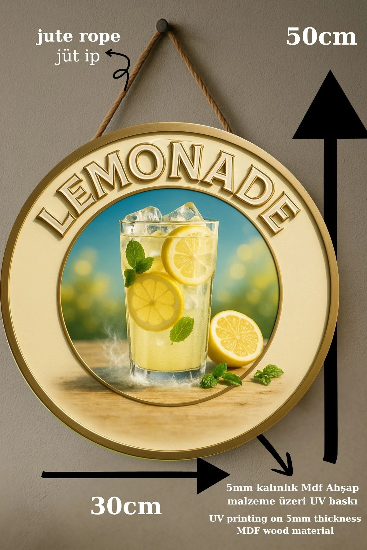 Lemonade Juice Limonata Temalı Kapı Süsü Tablosu – Limonlu Ferahlatıcı Cafe Büfe Duvar Dekoru