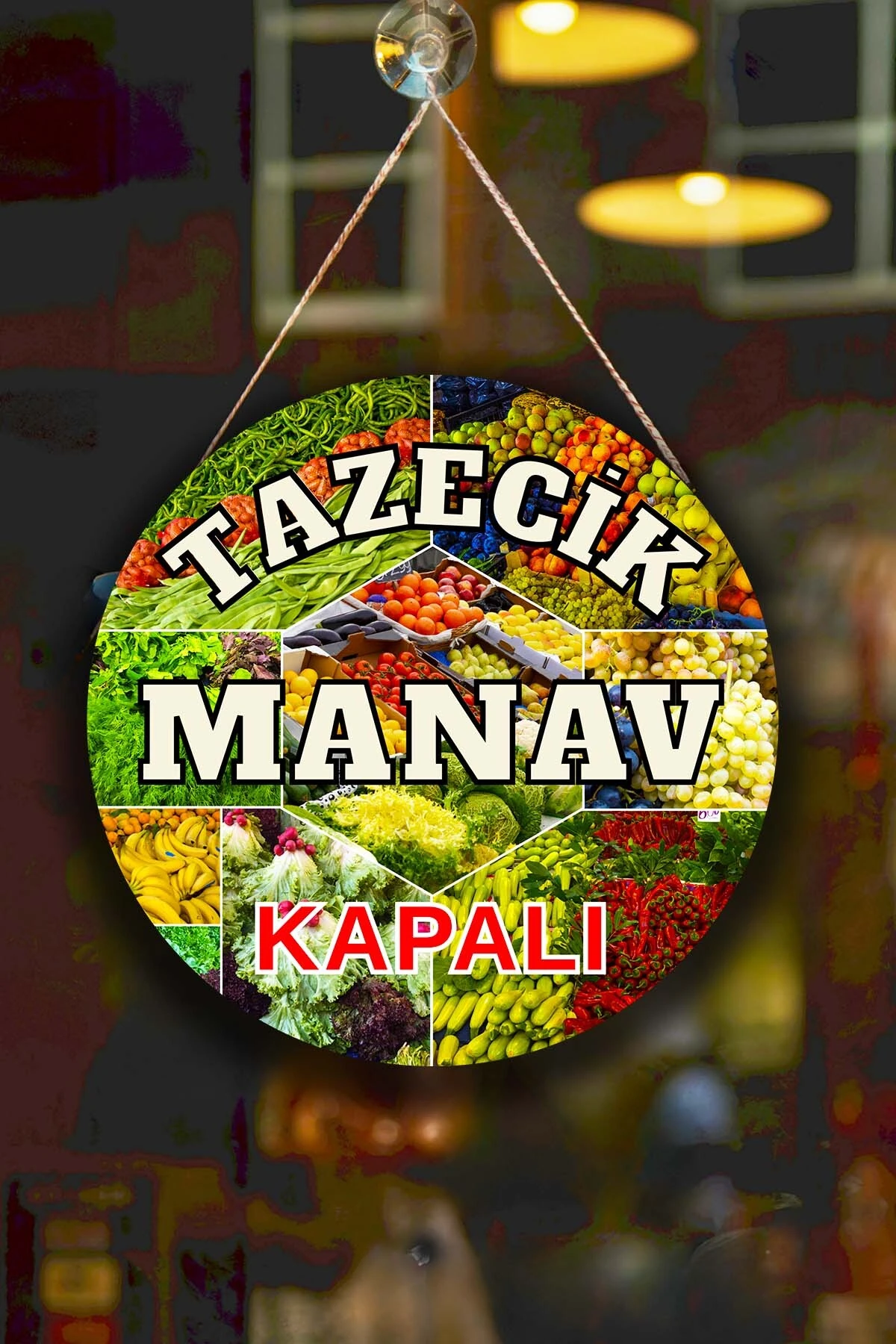 Kişiye Özel Manav Açık Kapalı Kapı Süsü – İsme Özel Meyve Sebze Dükkanı Tabelası, Manav Dekorasyonu
