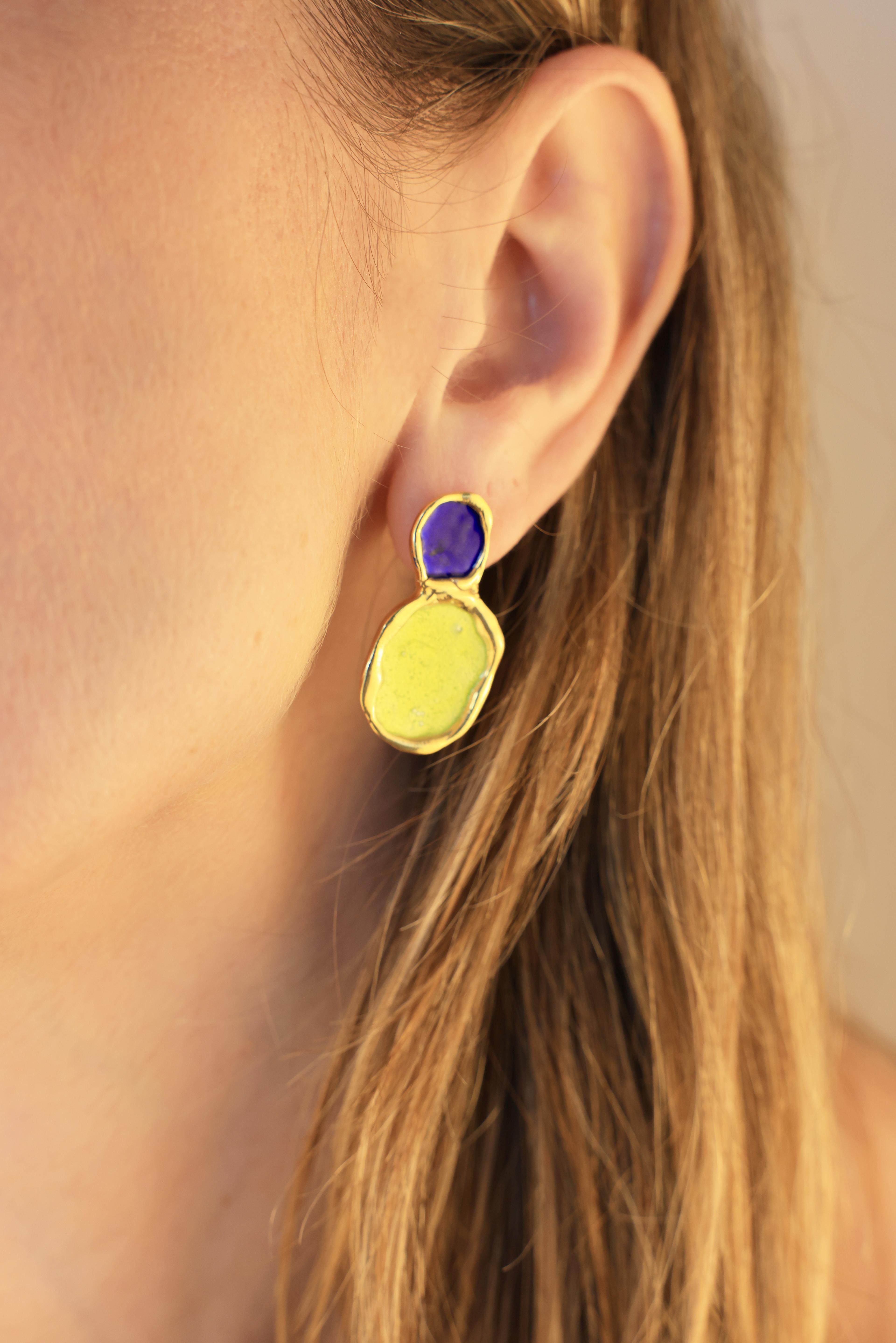 CAROLINA EARRINGS  - SARI MAVİ