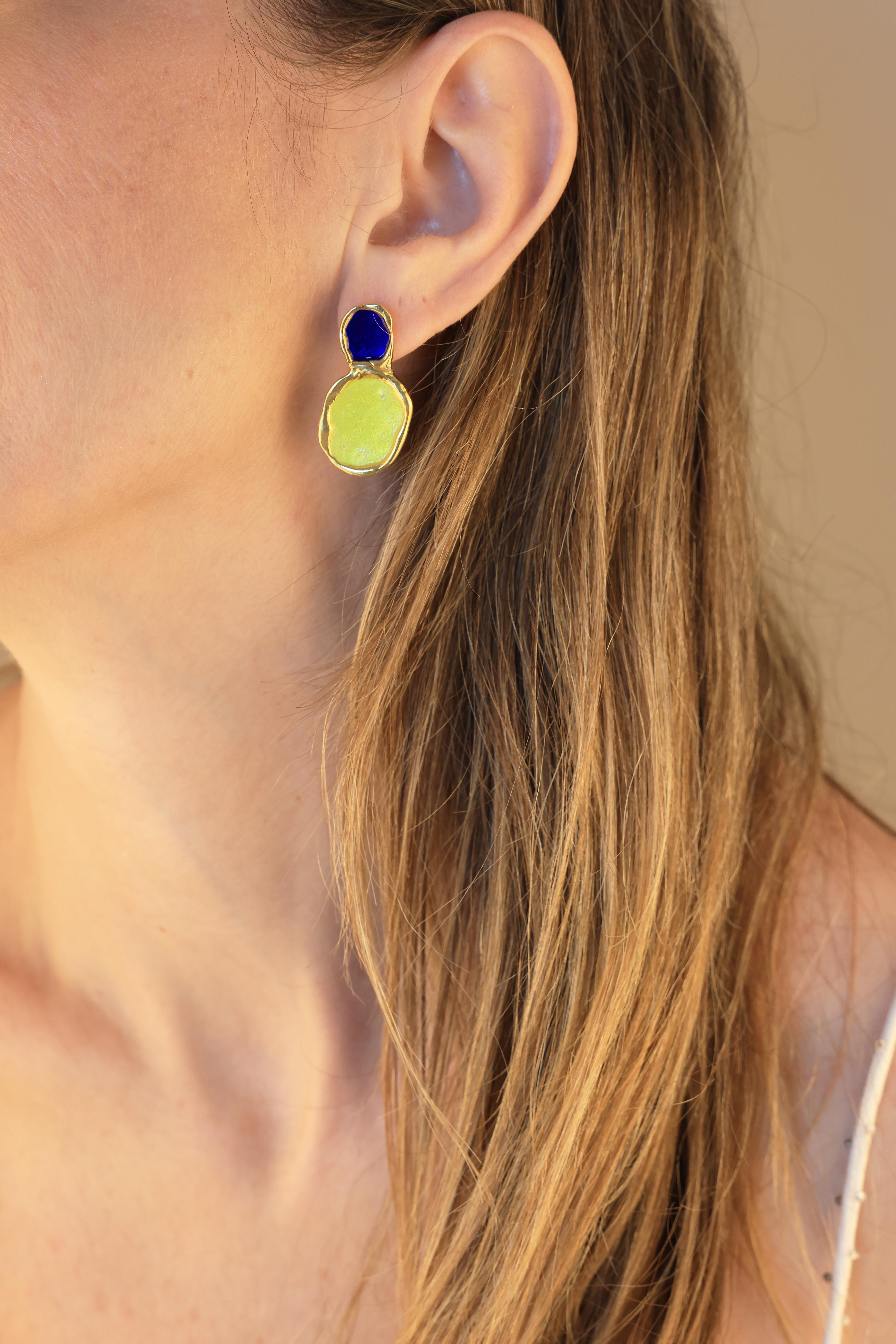 CAROLINA EARRINGS  - SARI MAVİ