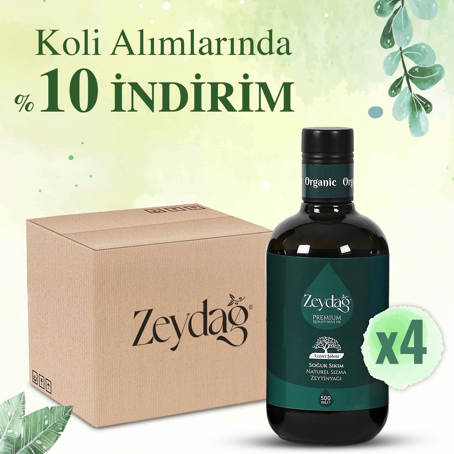 Lezzet Şöleni Soğuk Sıkım Naturel Sızma Zeytinyağı 4'lü Paket - 500 ml