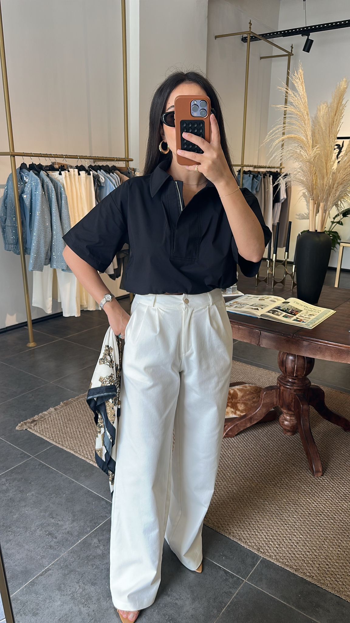 2766 Fermuarlı Crop Bluz