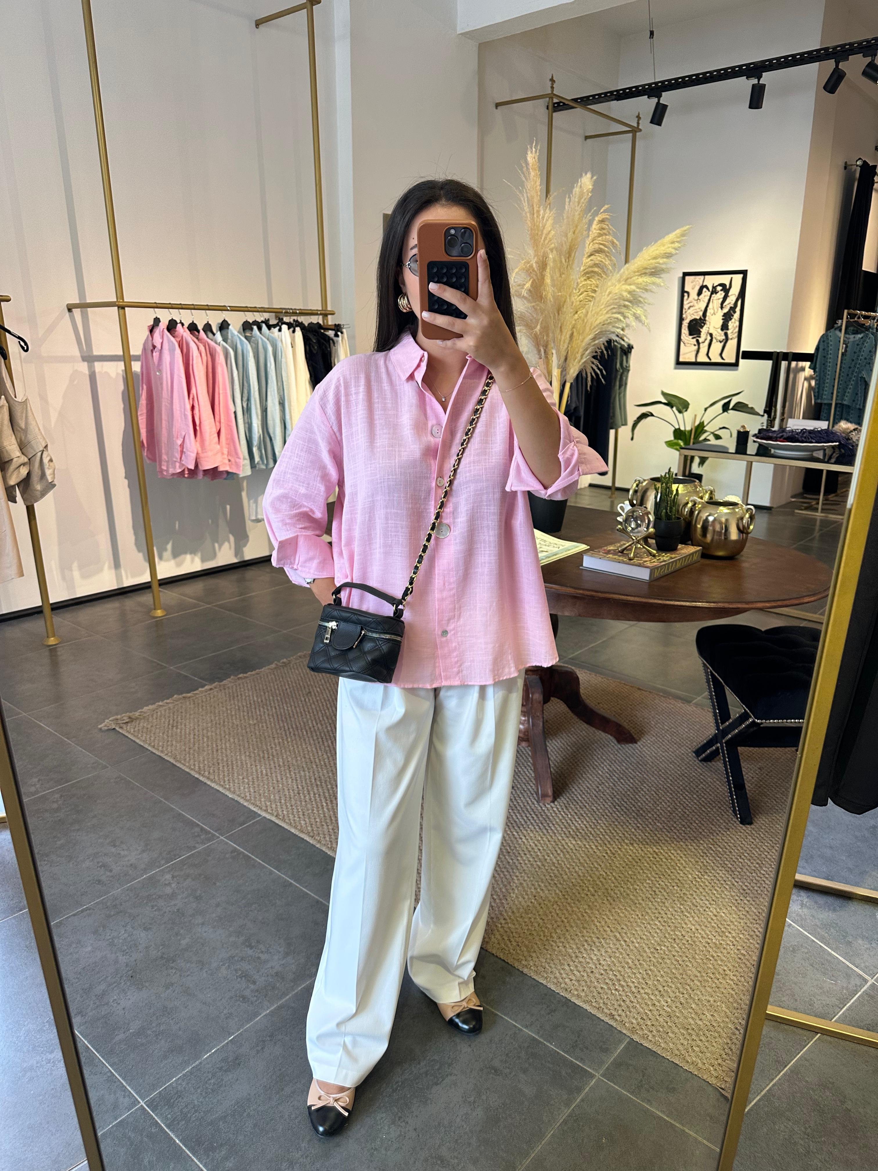 2950 Pembe Keten Gömlek 