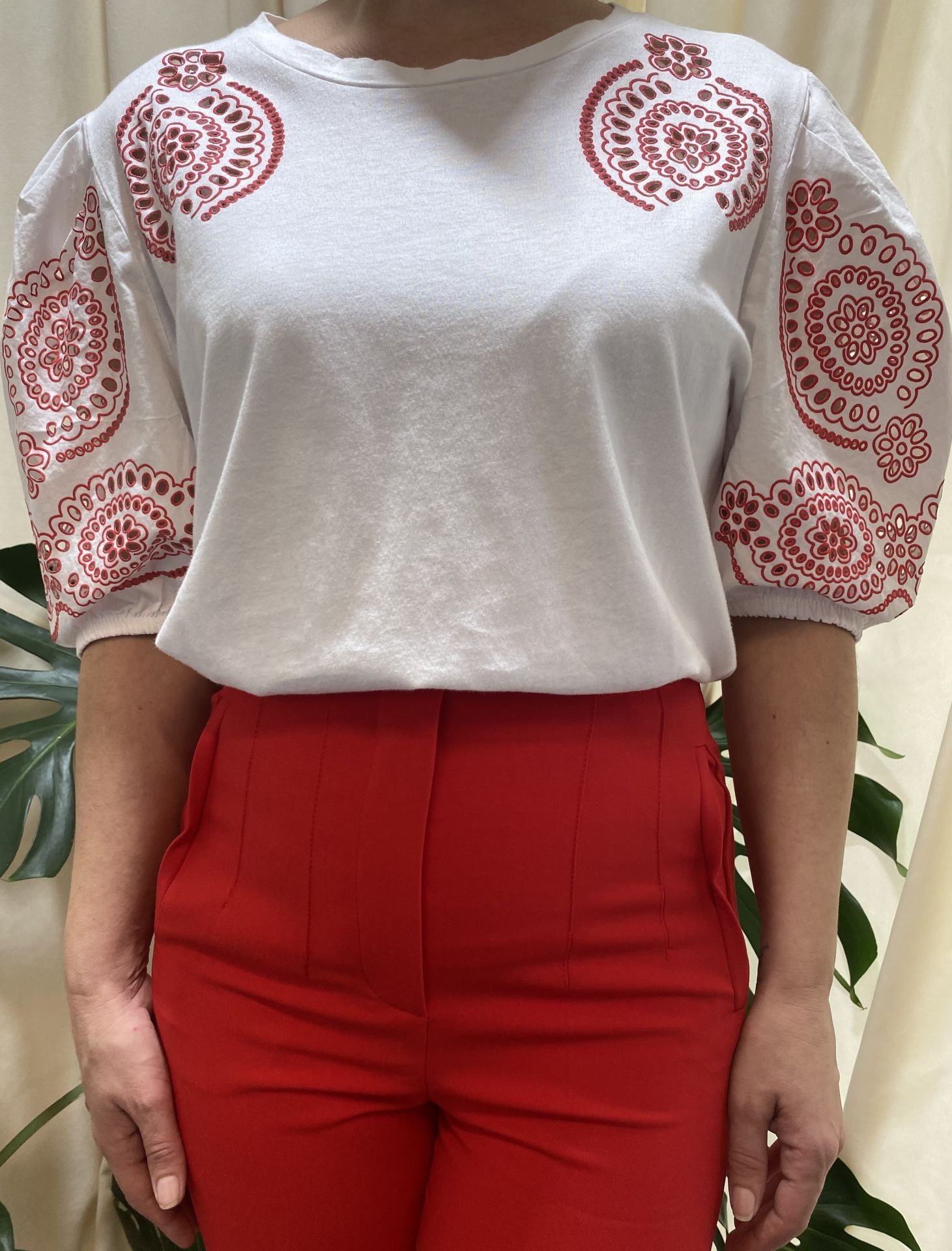 Beyaz Güpürlü Tshirt