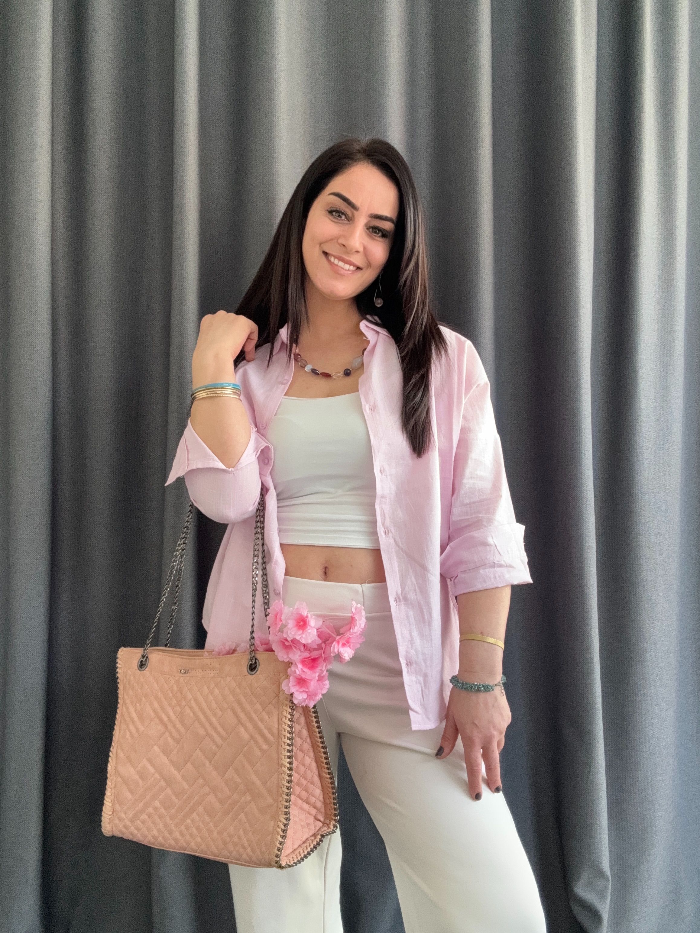 KETEN PAMUK PEMBE GÖMLEK