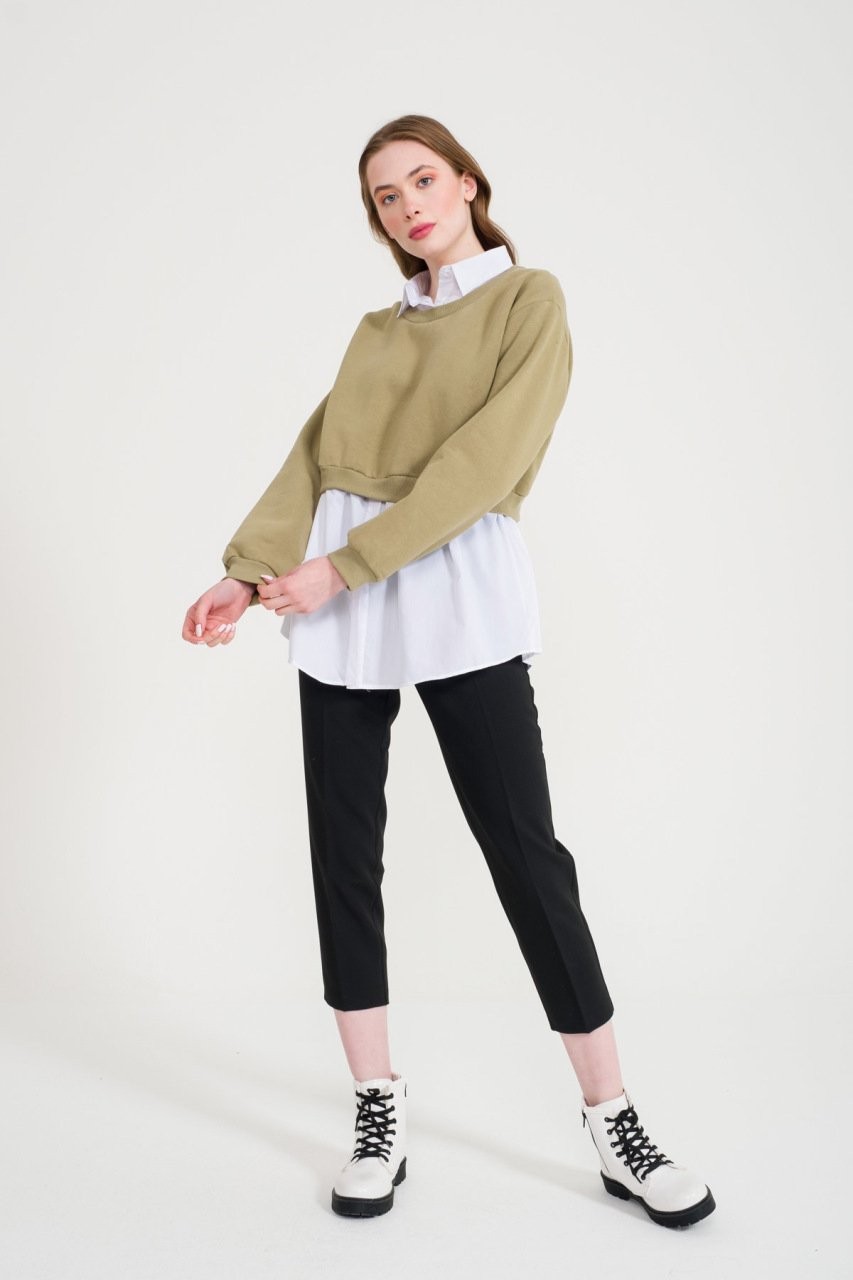 Yeşil Gömlekli Sweatshirt