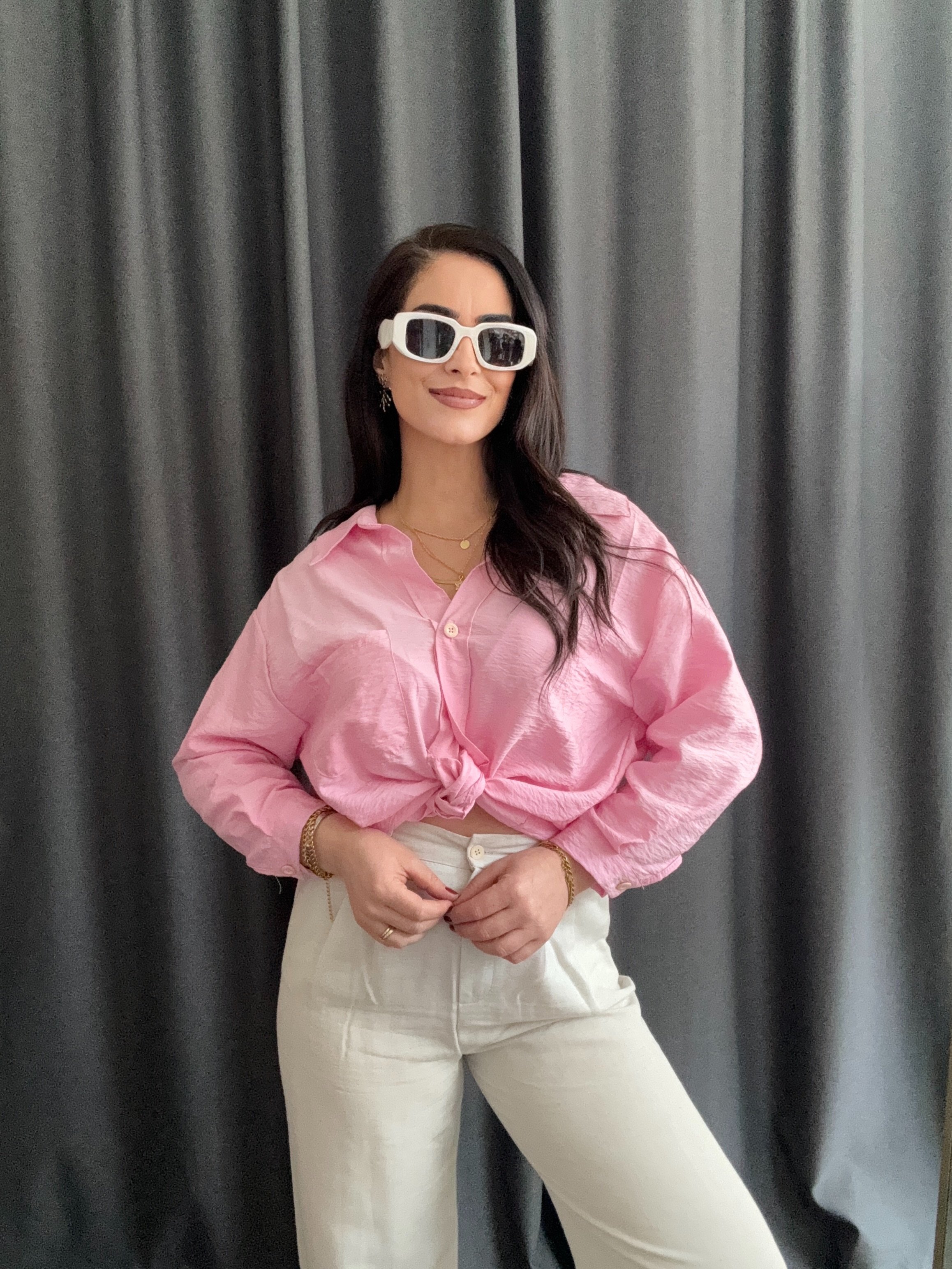  OVERSIZE PEMBE GÖMLEK