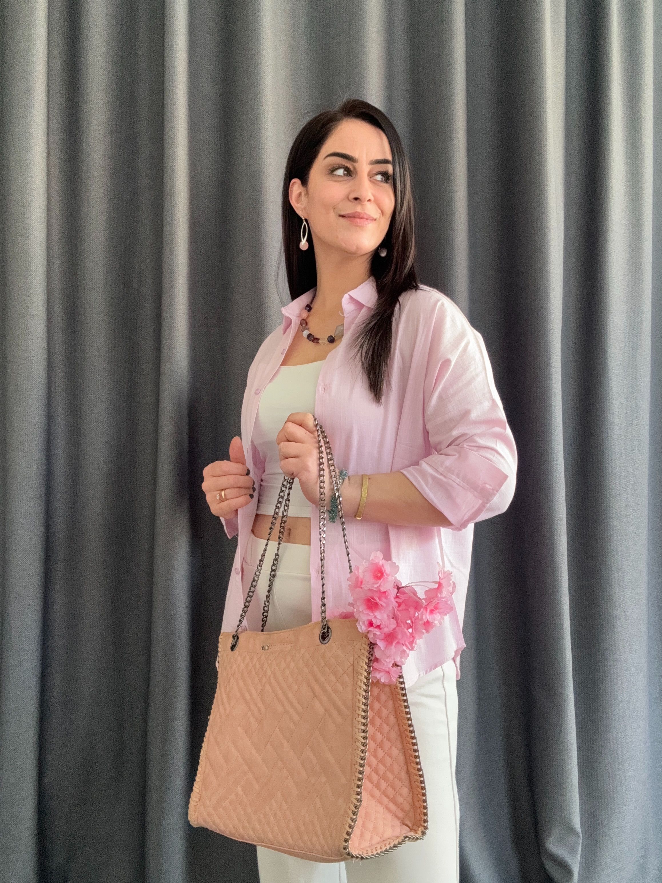 KETEN PAMUK PEMBE GÖMLEK