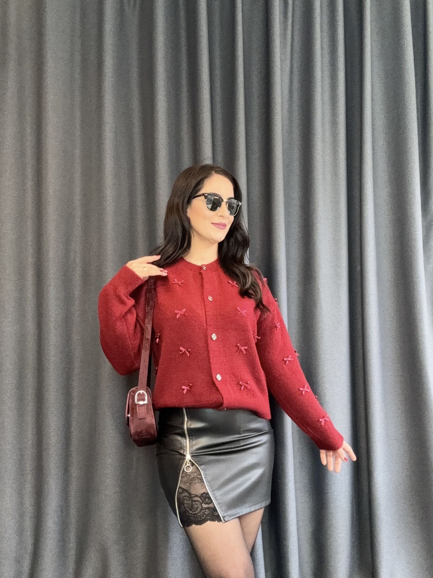 Borda fiyonk detaylı yumoş hırka