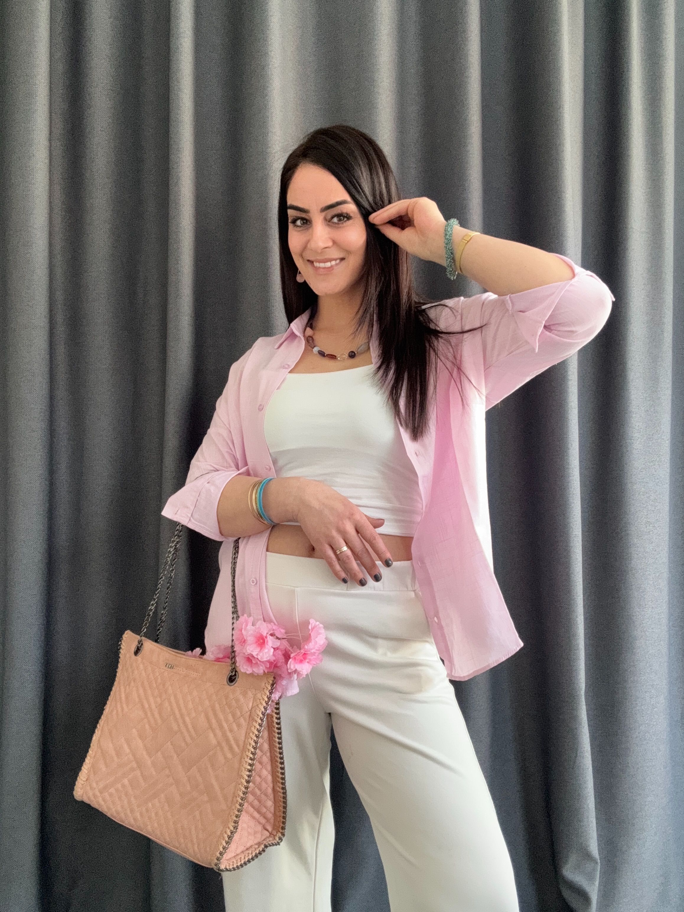 KETEN PAMUK PEMBE GÖMLEK