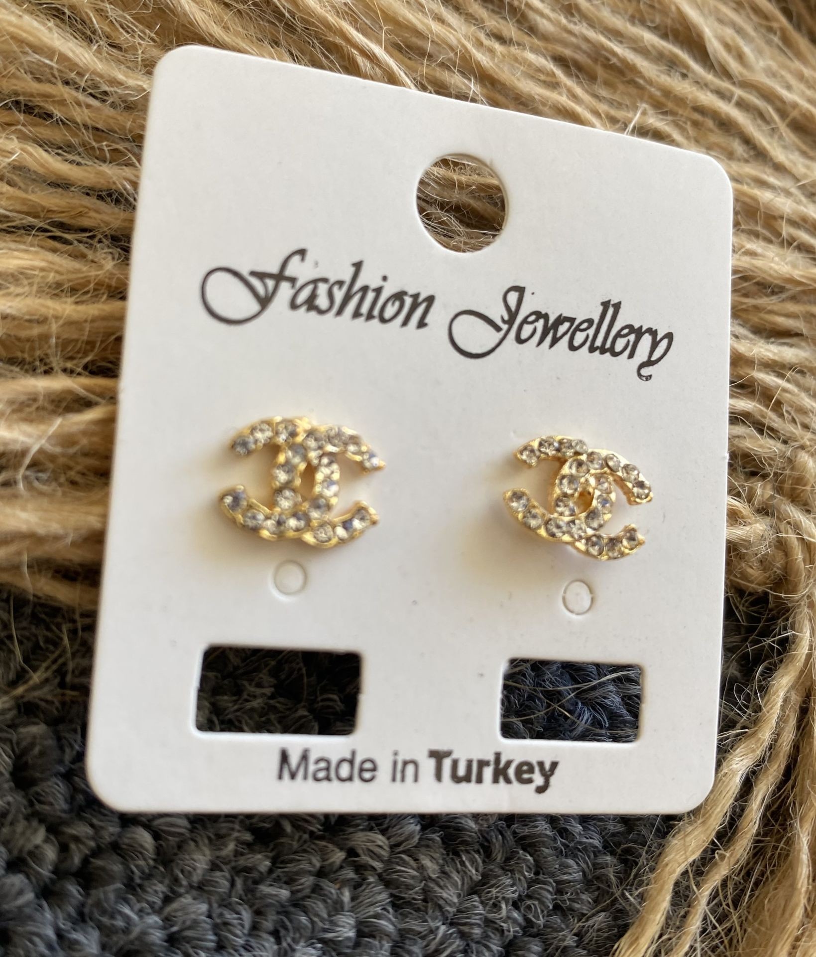 Taşlı Gold Mini Küpe