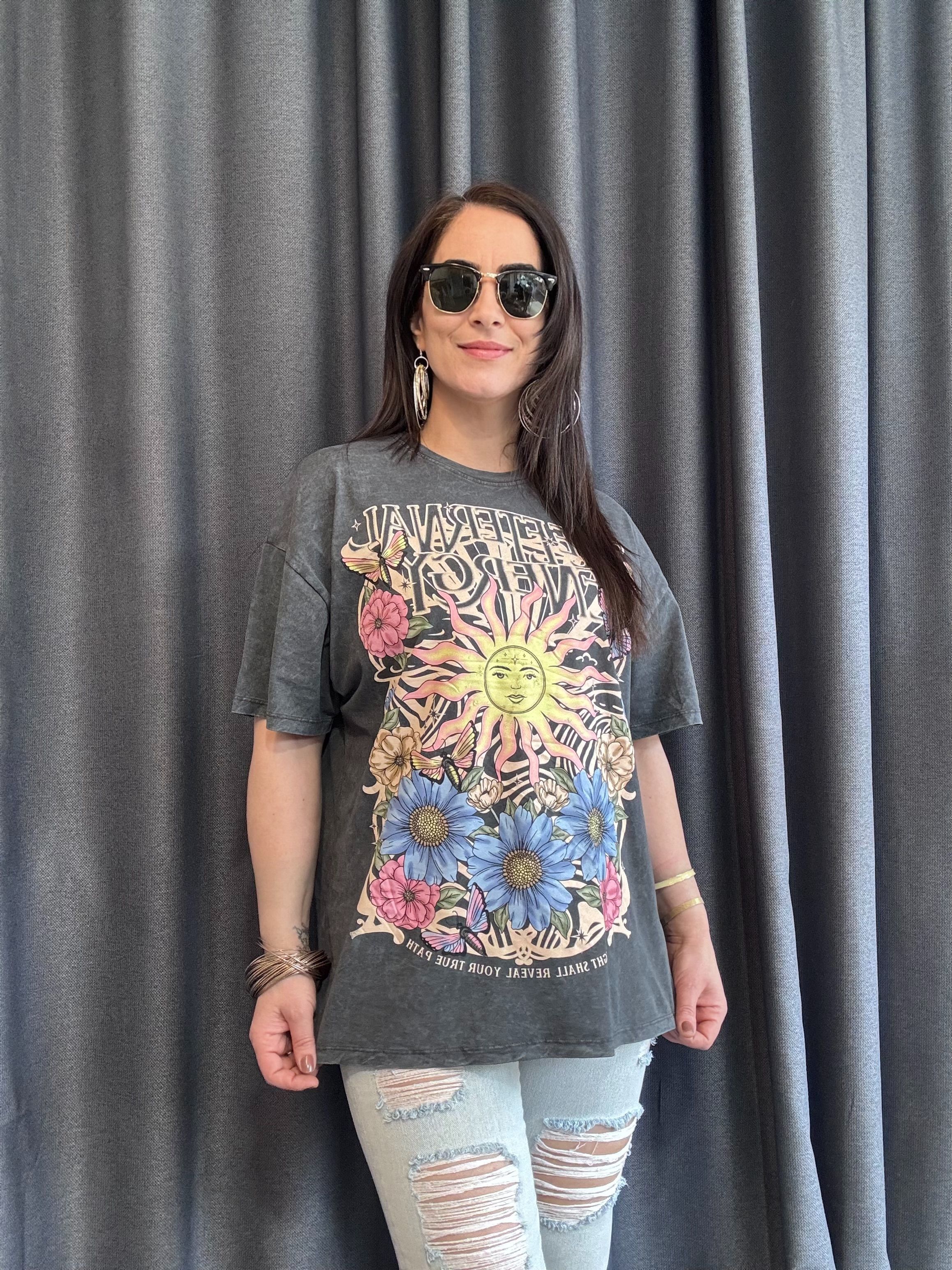 YIKAMALI BASKILI BERSHKA GRİ TSHİRT