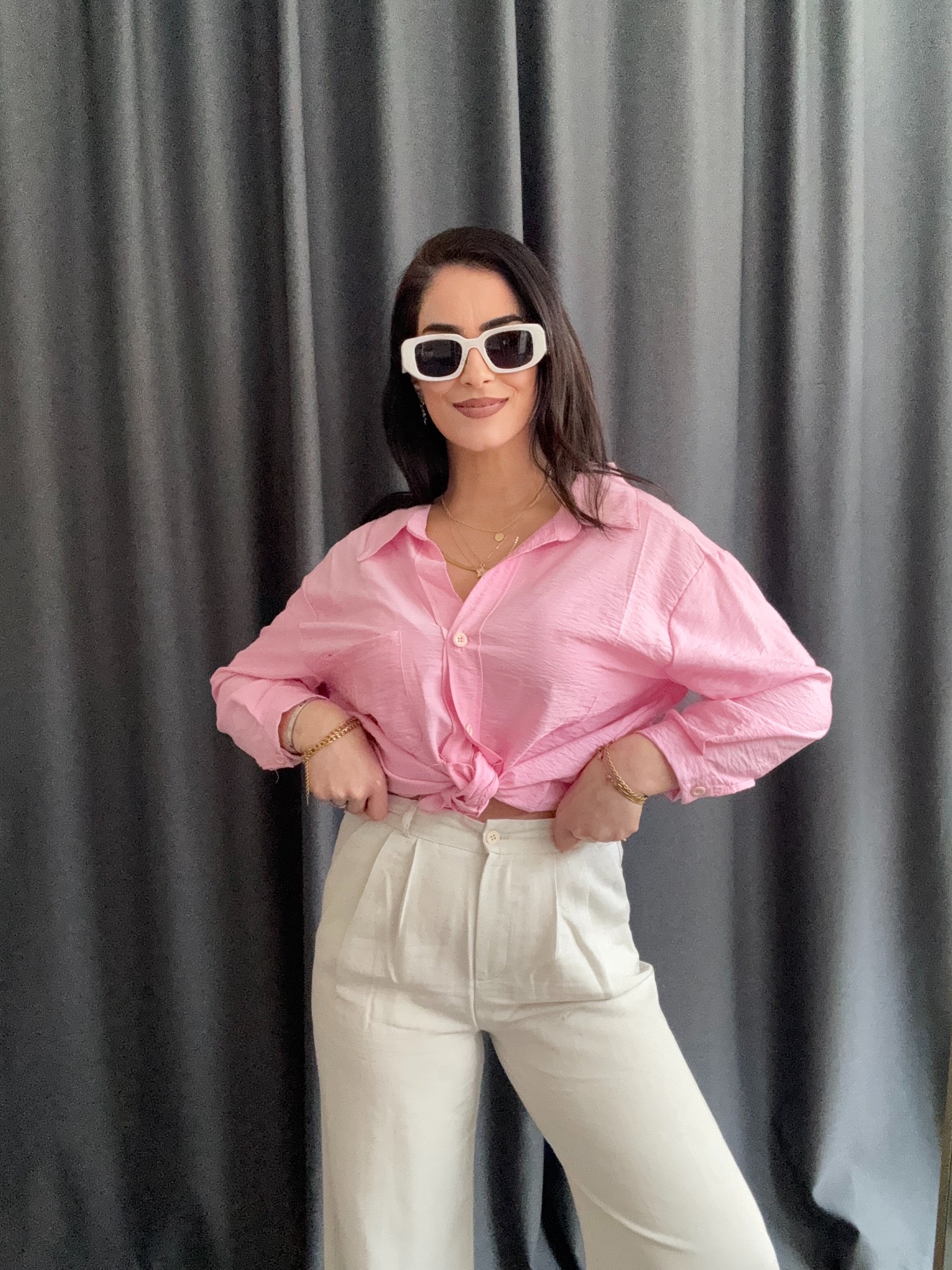  OVERSIZE PEMBE GÖMLEK