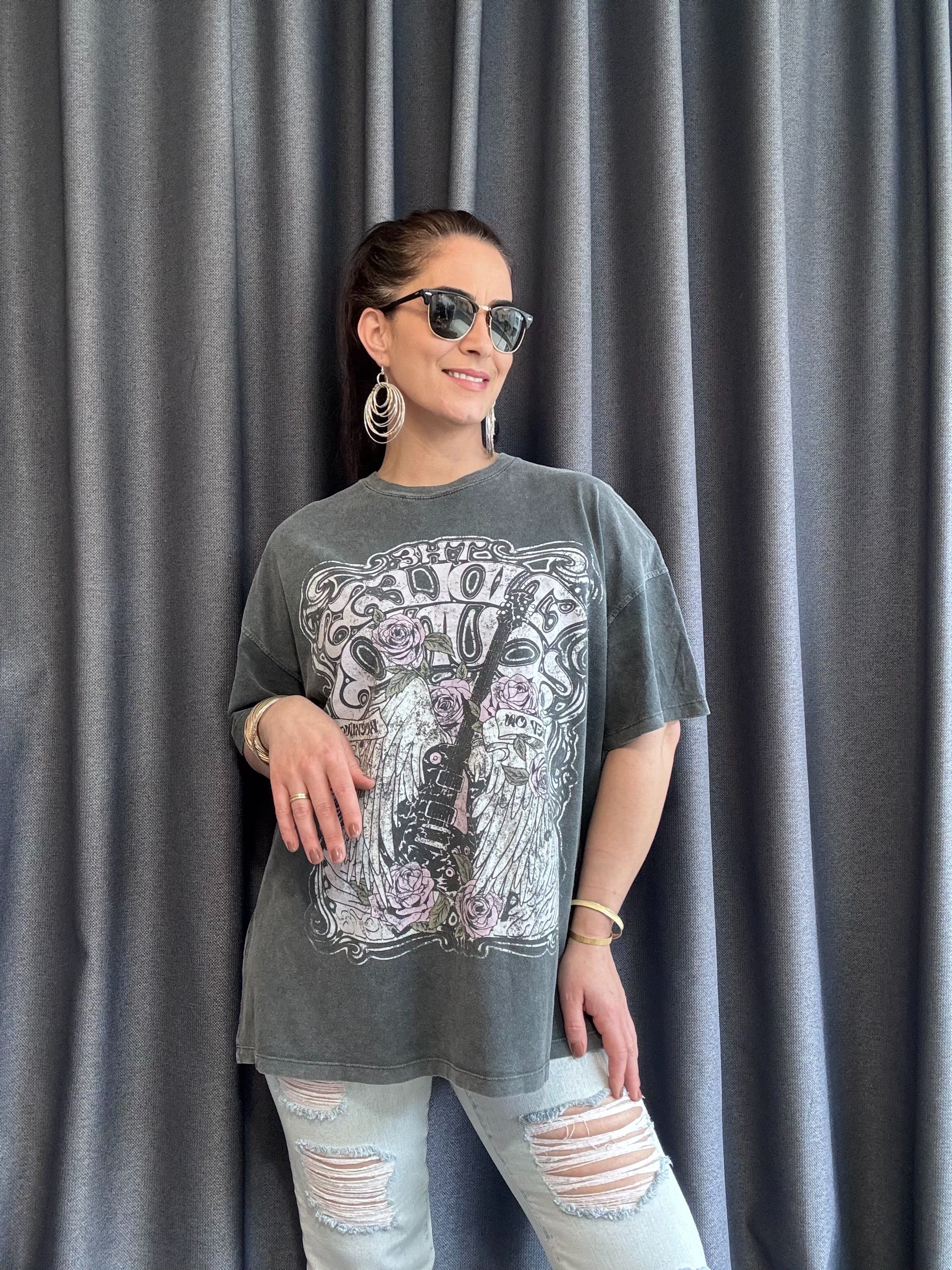 YIKAMALI BASKILI OVERSİZE  BERSHKA TSHİRT