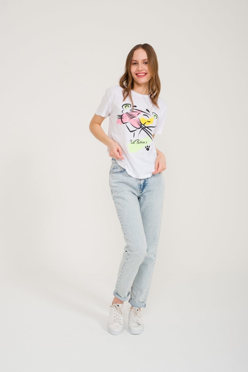 Beyaz, Pamuklu Tshirt