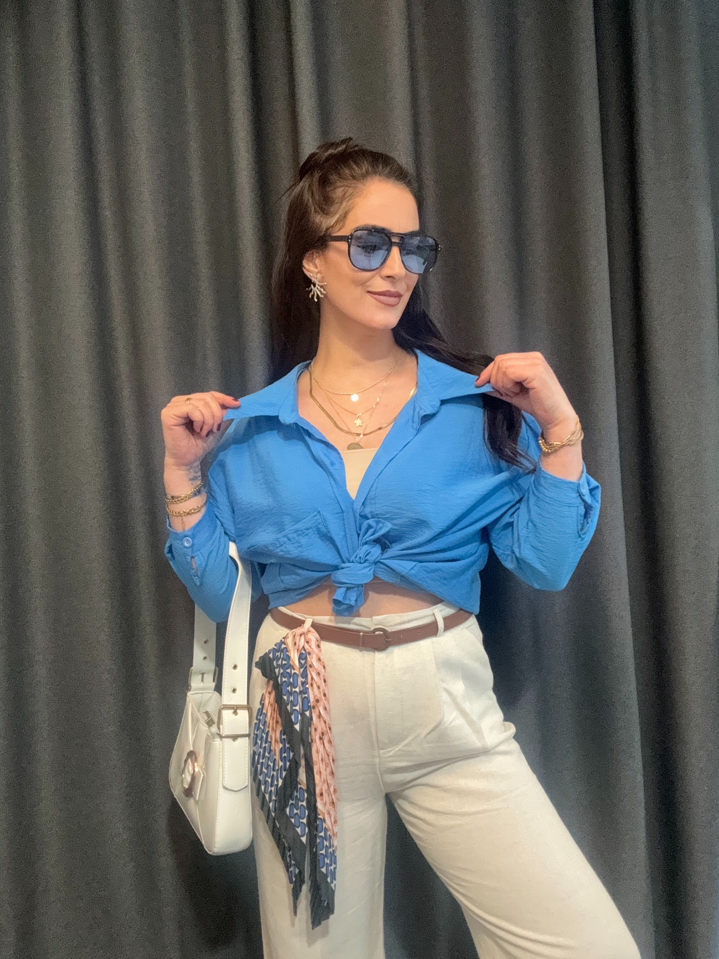 OVERSIZE MAVİ GÖMLEK