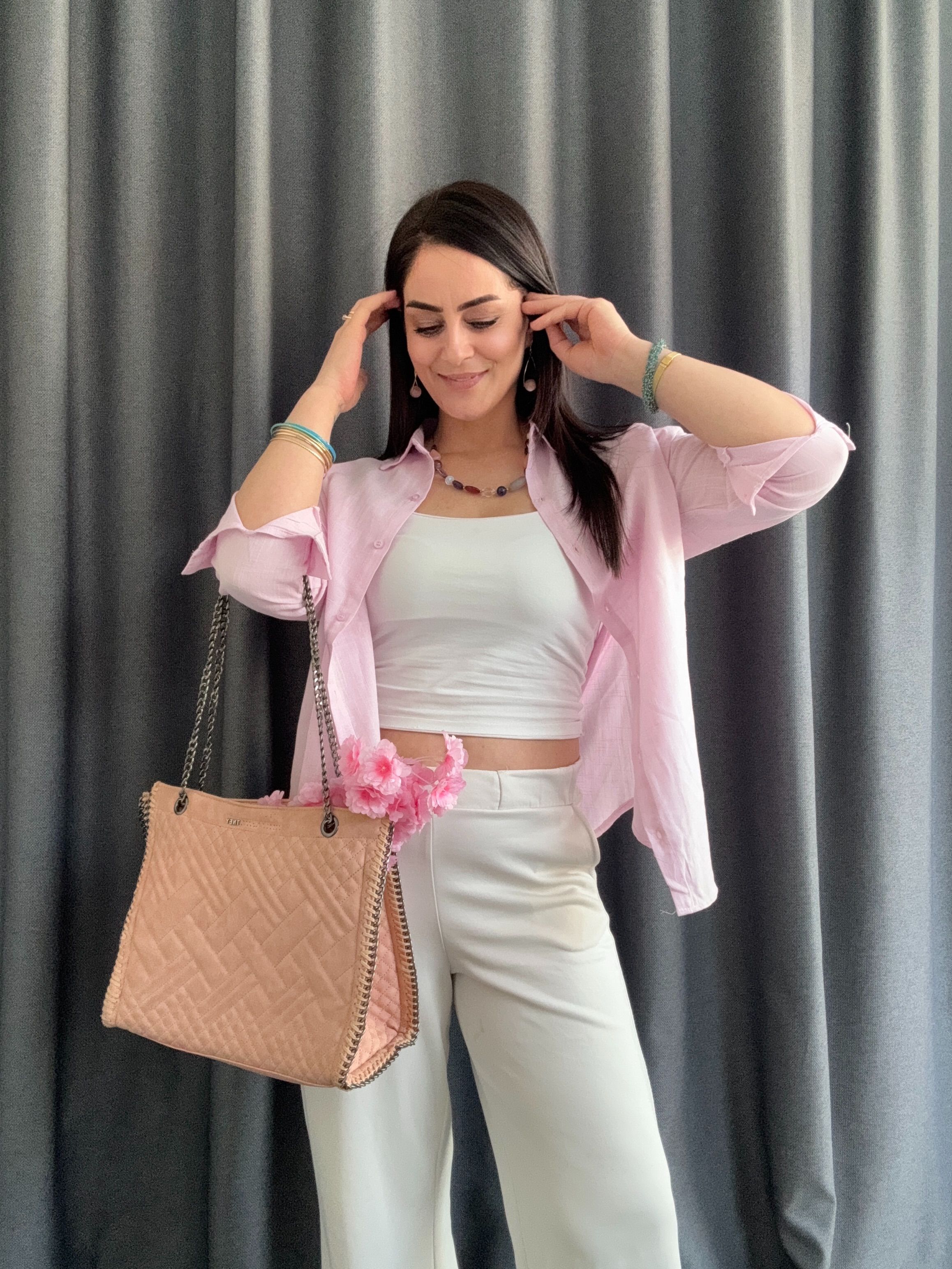 KETEN PAMUK PEMBE GÖMLEK