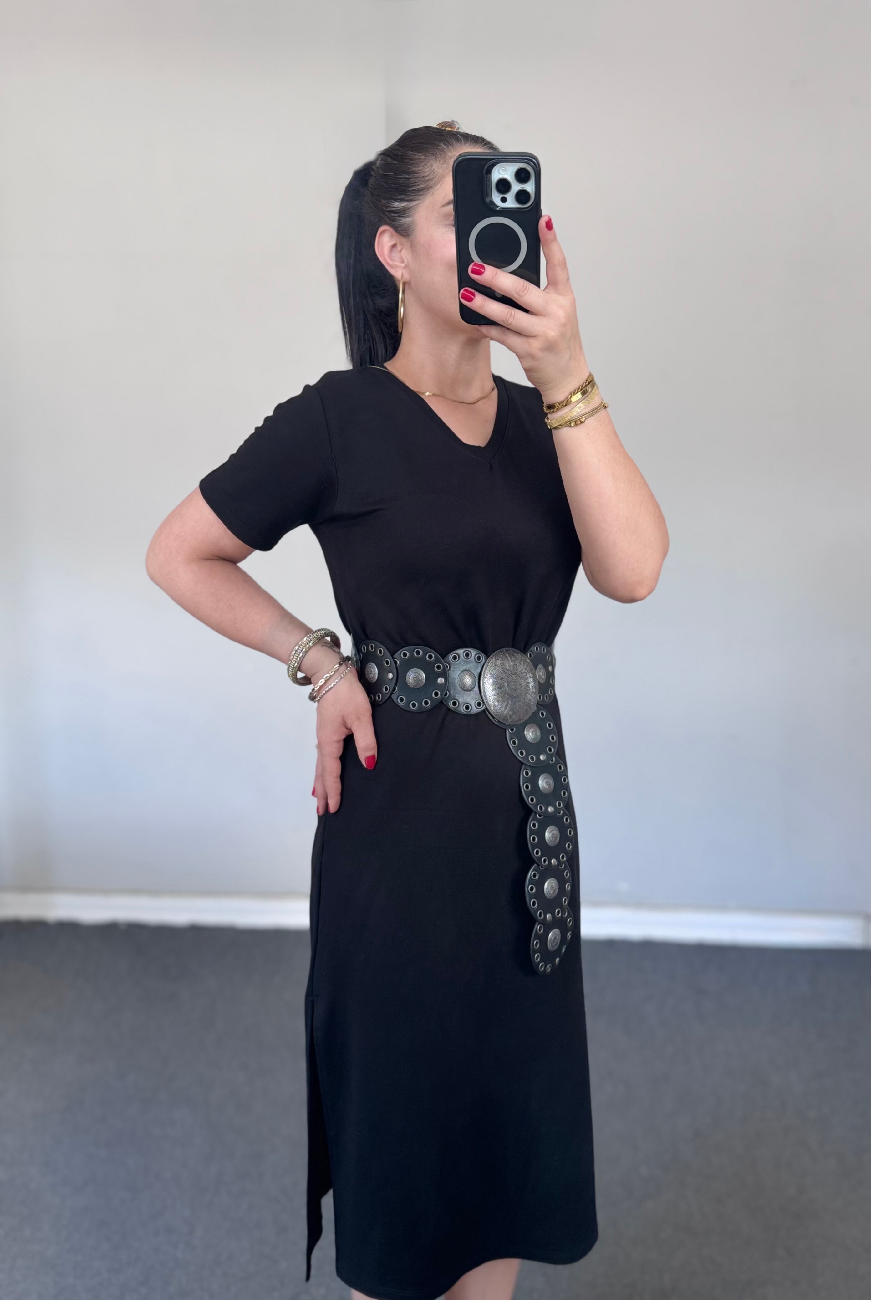 ZARA ETEĞİ YIRTMAÇLI SİYAH BASİC ELBİSE