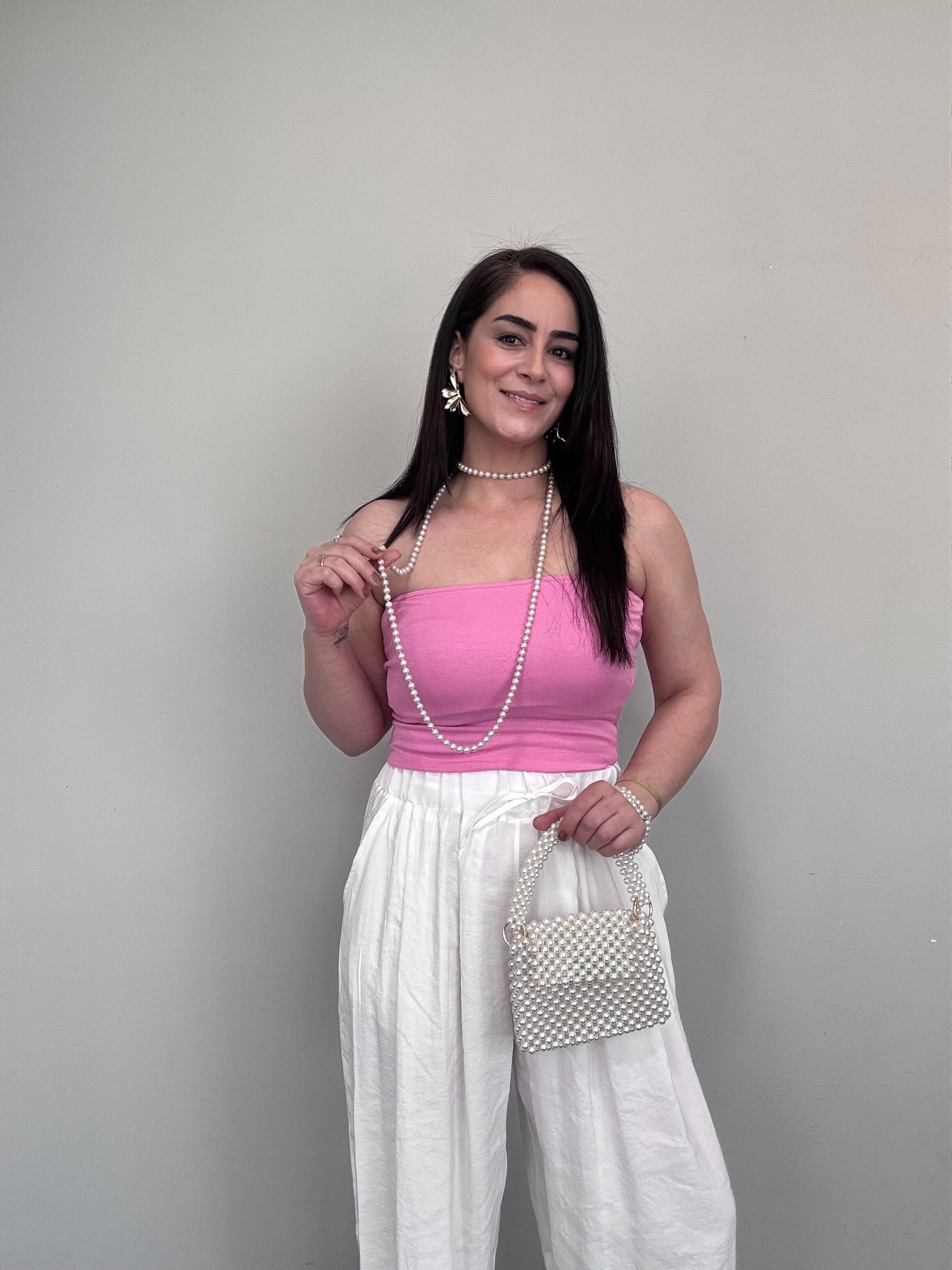 PREMIUM TENCEL KUMAŞ CEPLİ BEYAZ PALAZZO PANTOLON