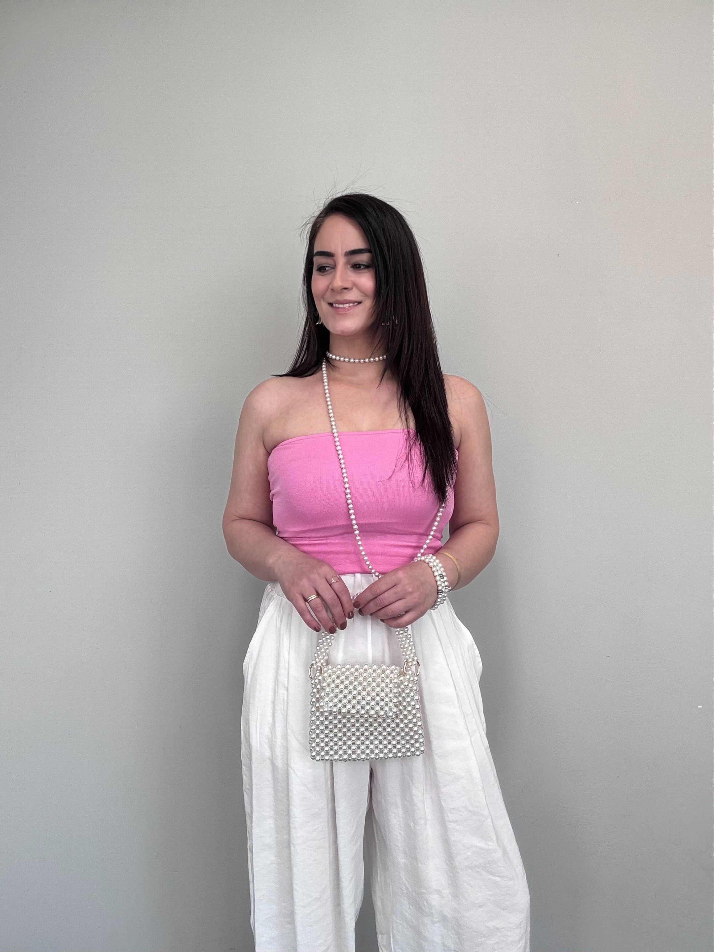 PREMIUM TENCEL KUMAŞ CEPLİ BEYAZ PALAZZO PANTOLON