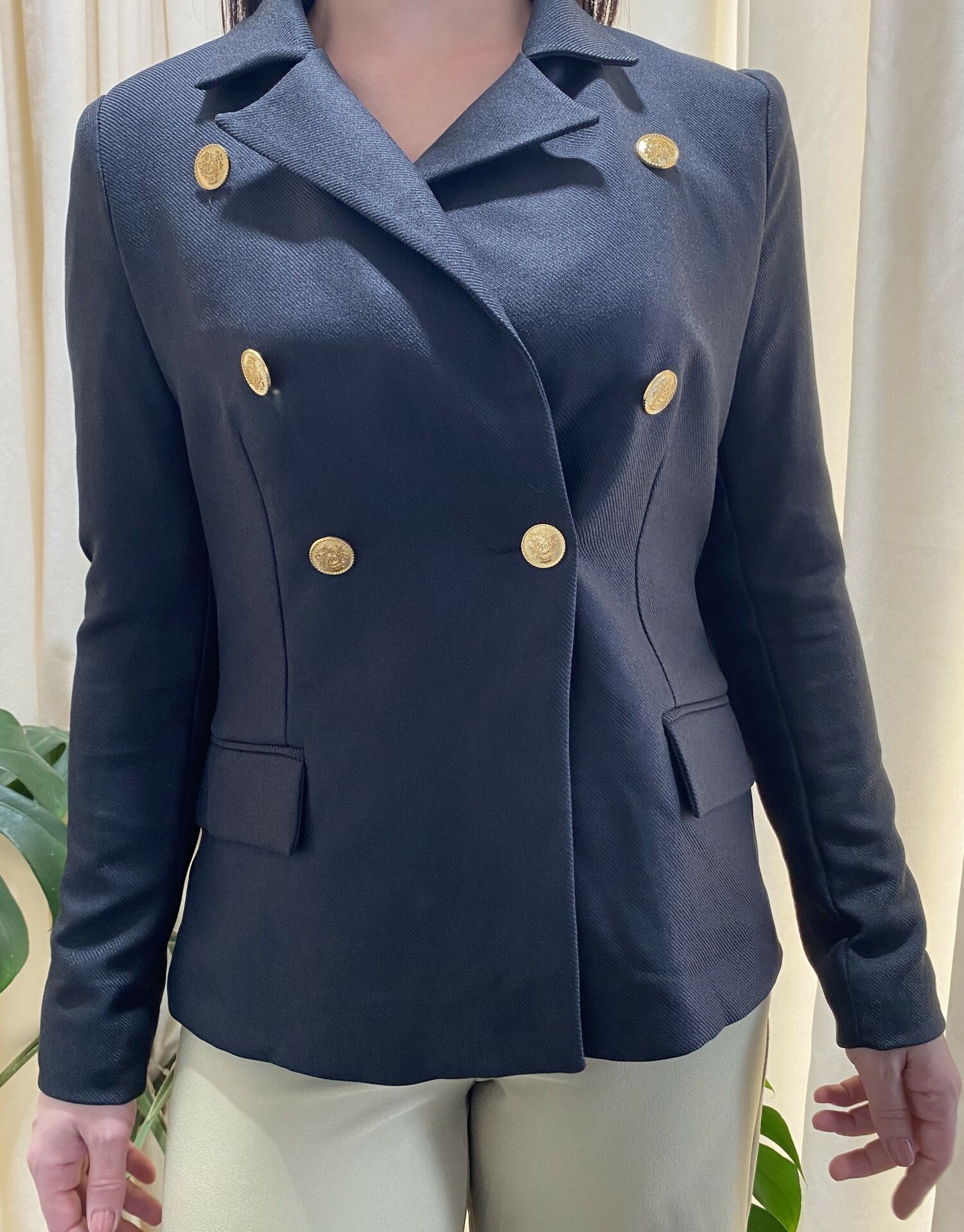 Gold Düğmeli Astarlı Blazer Ceket