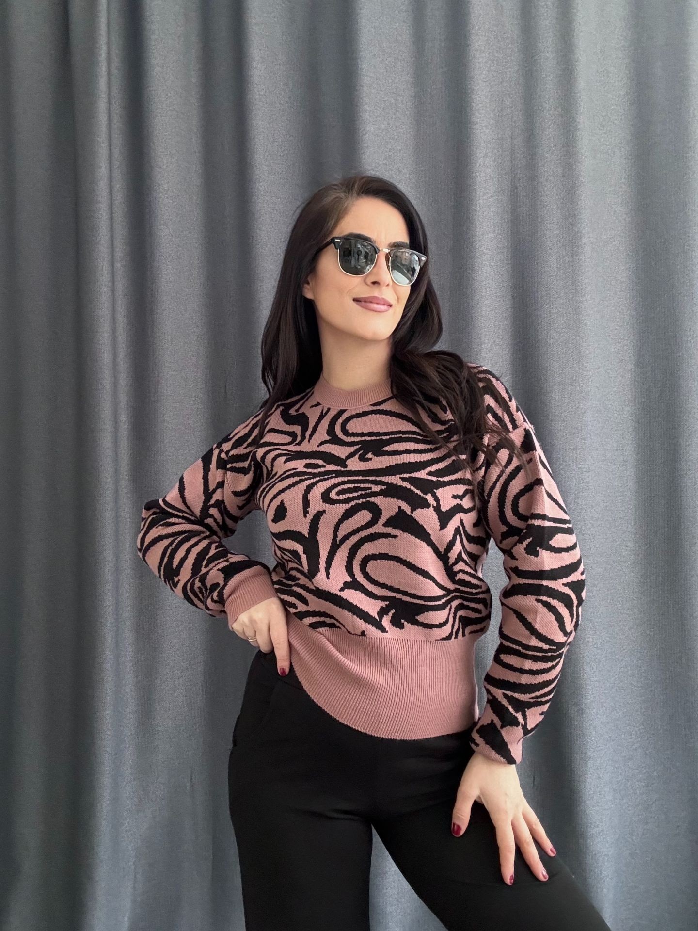 PUDRA PEMBE ZEBRA DESEN KAZAK