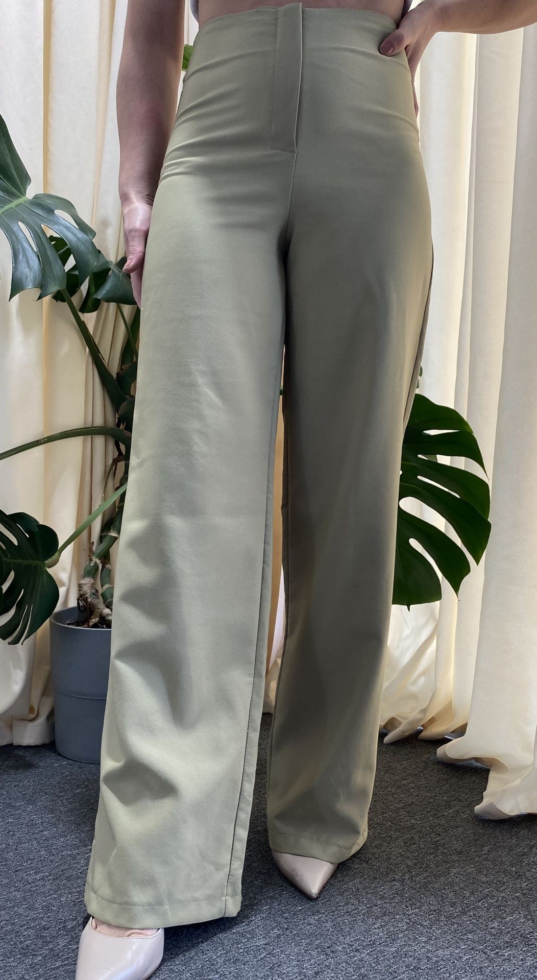 Çağla Yeşili Boru Paça Pantolon
