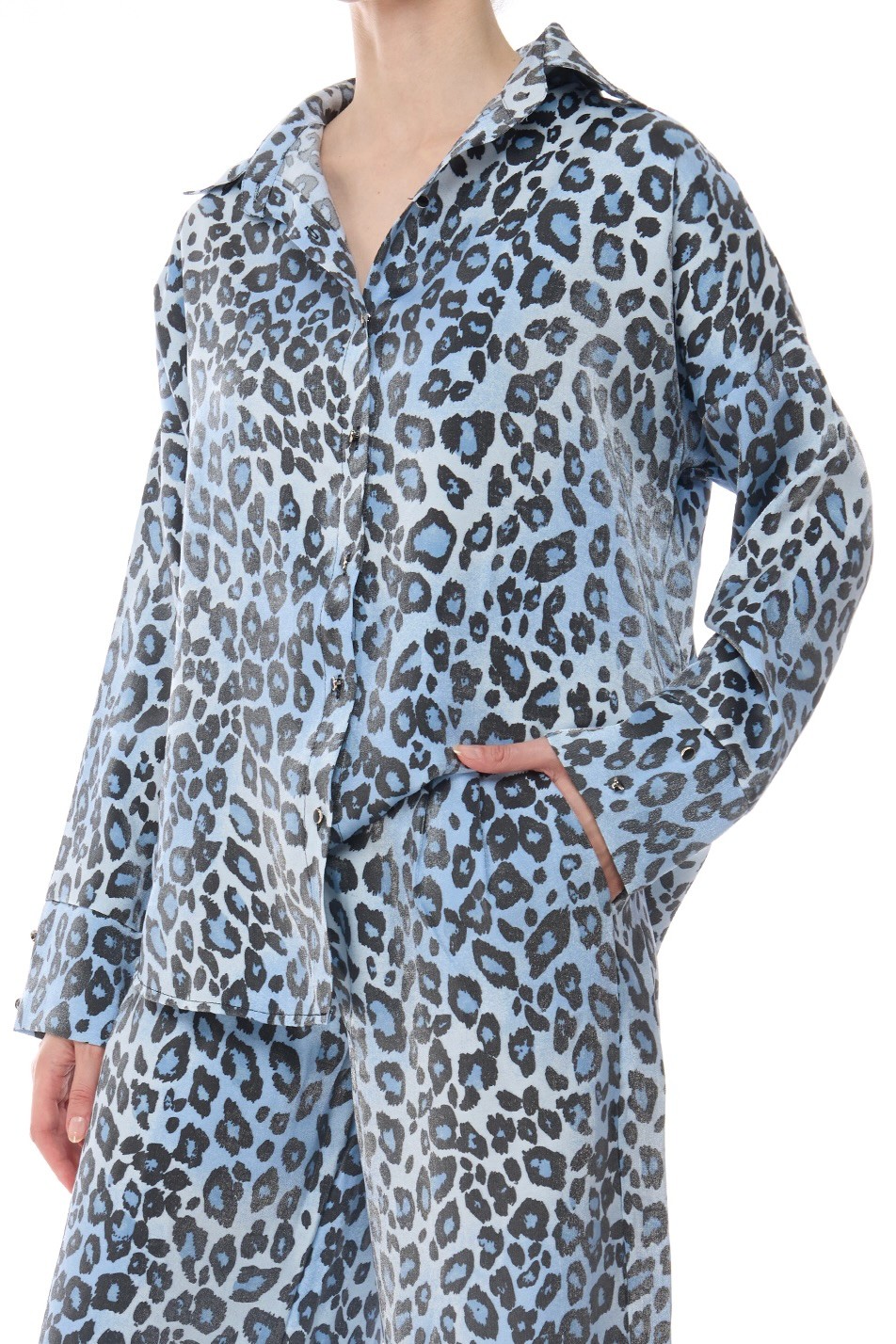 VICTORIA SHIRT - Leopard - Blue