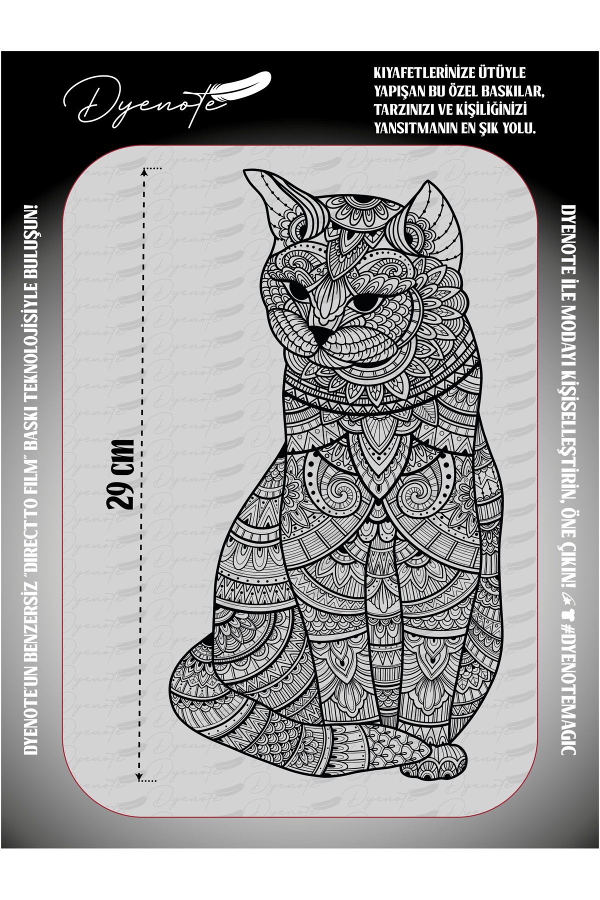 Cat Mandala Pattern Motif Fabric Applique Patch Iron On Transfer Printing Paper Dtf Embroidery