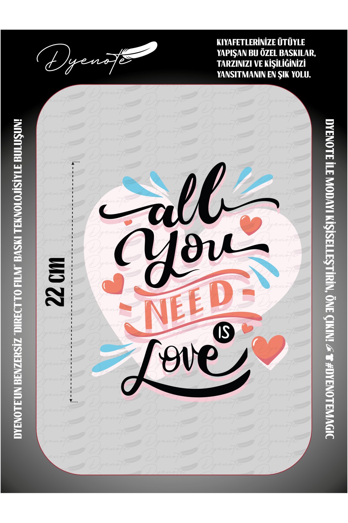 All You Need Is Love Fabric Applique Patch Iron-On Transfer Printing Paper Dtf Arma