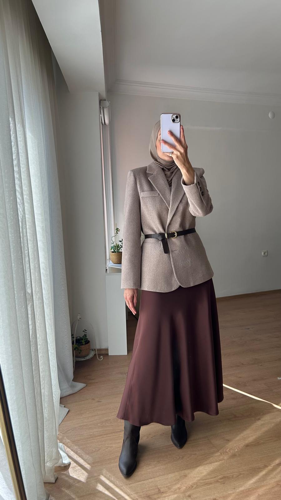 KEMERLİ BALIKSIRTI KAŞE CEKET 