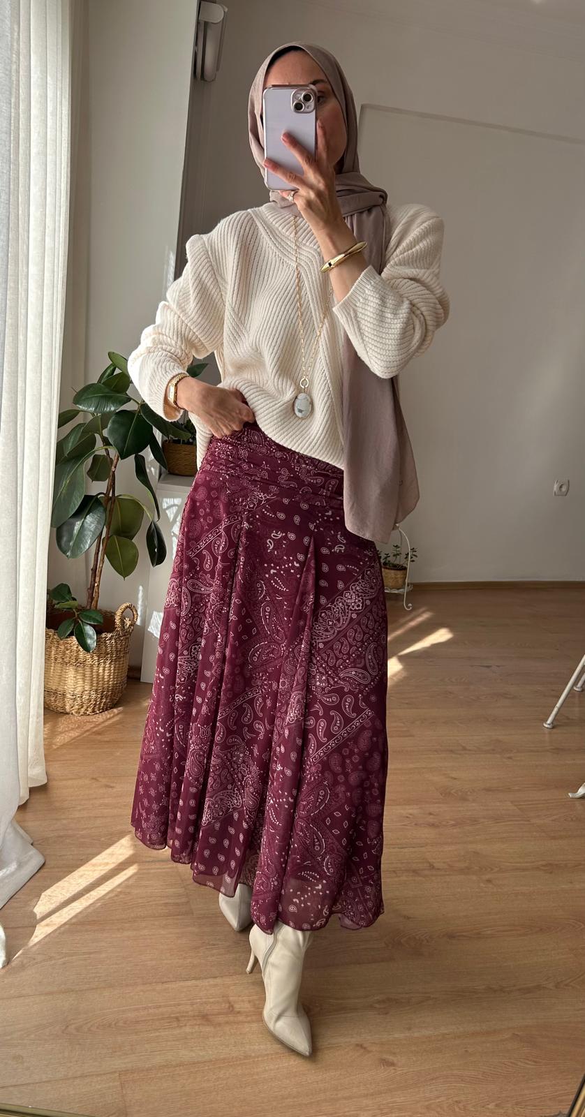 KORSAJLI ŞAL DESEN ETEK