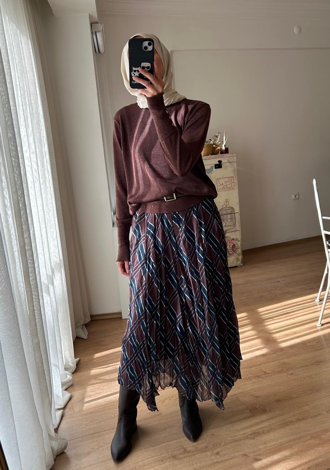 EKOSE ŞİFON KAHVE ETEK