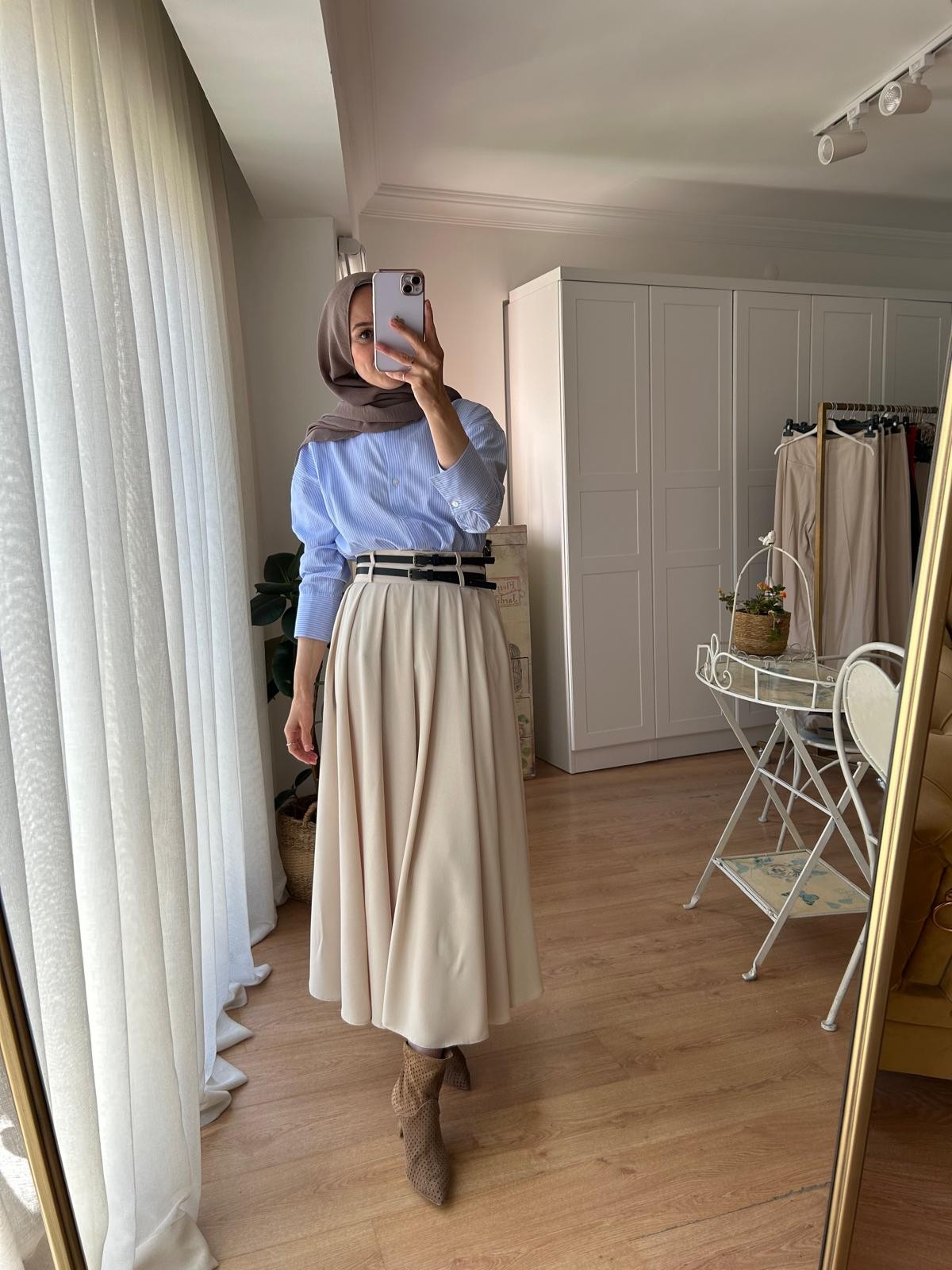 ÇİFT KEMERLİ PİLELİ ETEK