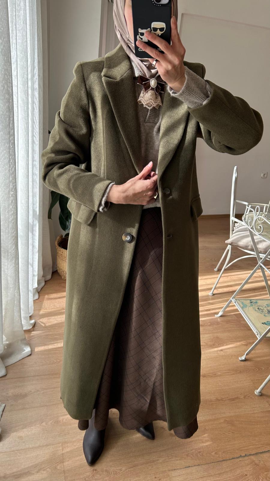 ORJ MARKA YÜN HAKİ KAŞE KABAN