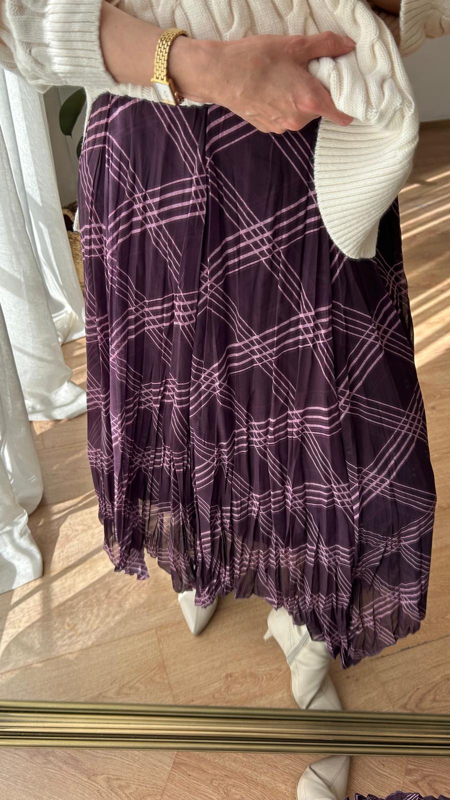 KARELİ ASİMETRİK ŞİFON ETEK