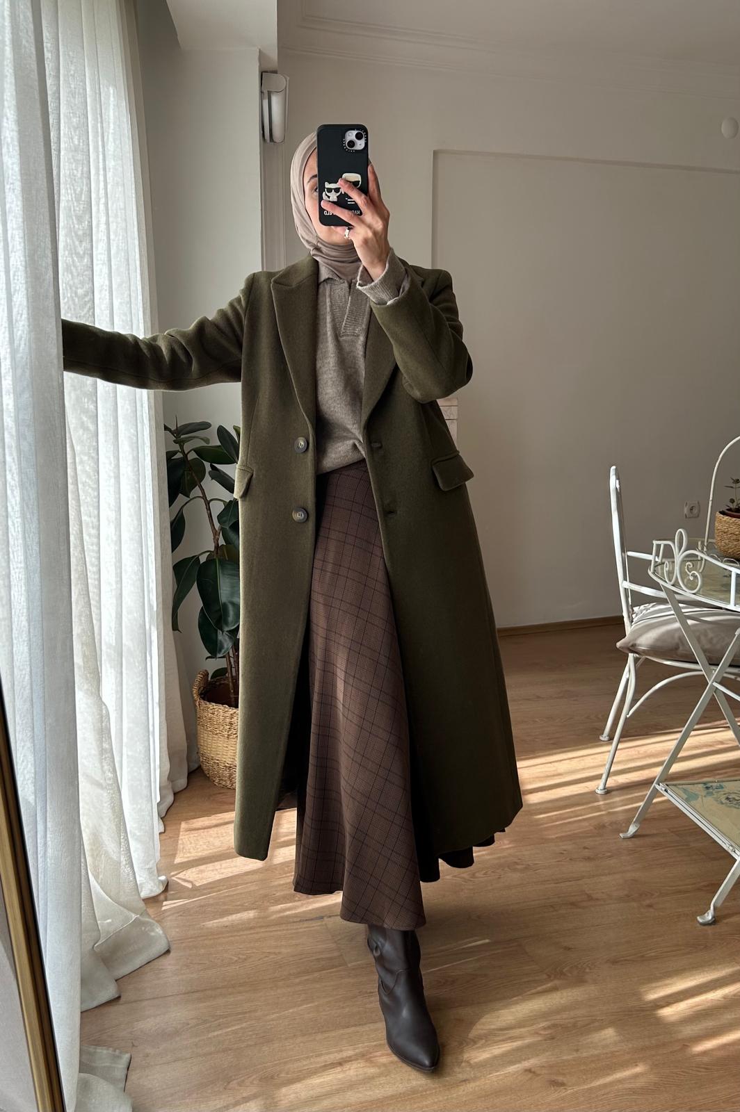 ORJ MARKA YÜN HAKİ KAŞE KABAN