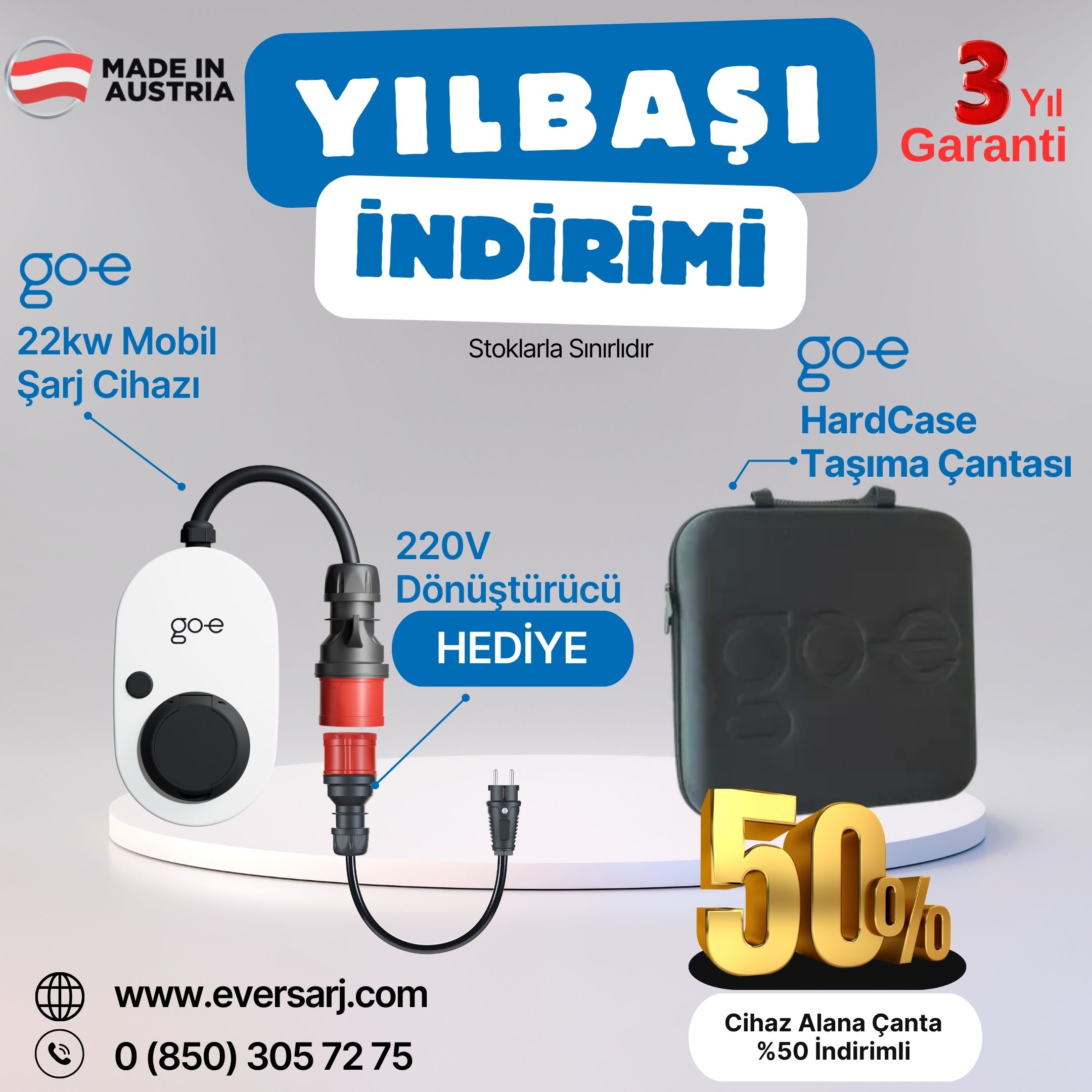 go-e Hard Case %50 İndirimli | 220V Dönüştürücü Hediye