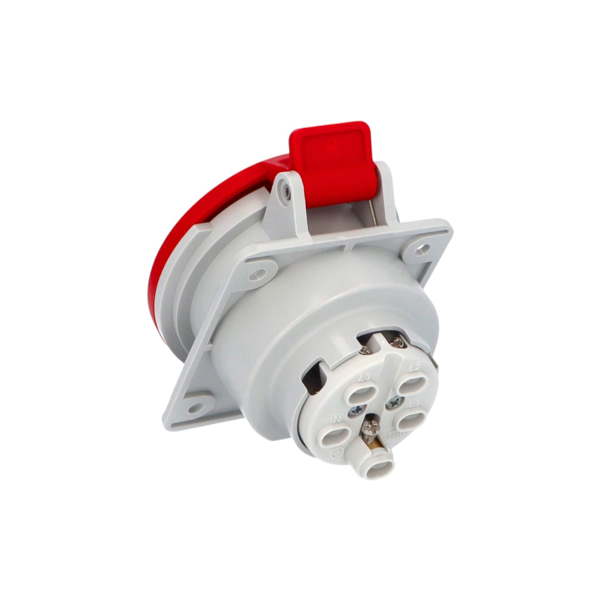 Ever Charger Eğik Makine Prizi Üç Faz 32A 3P+N+PE IP44 Kırmızı Vidalı Bağlantı Kombinasyon Kutusu için