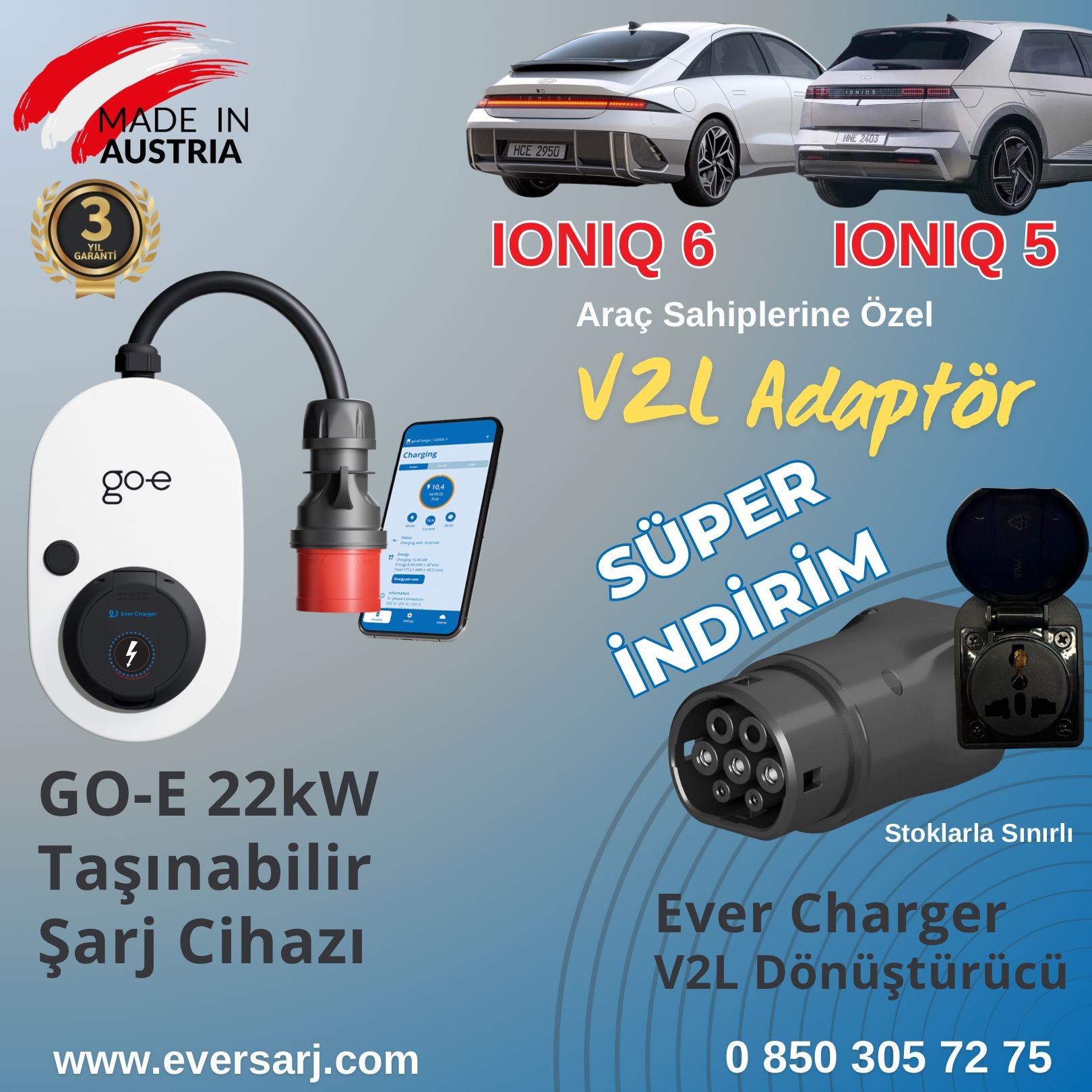 İoniq5 ve ioniq6 özel V2L adaptör Süper İndirimli