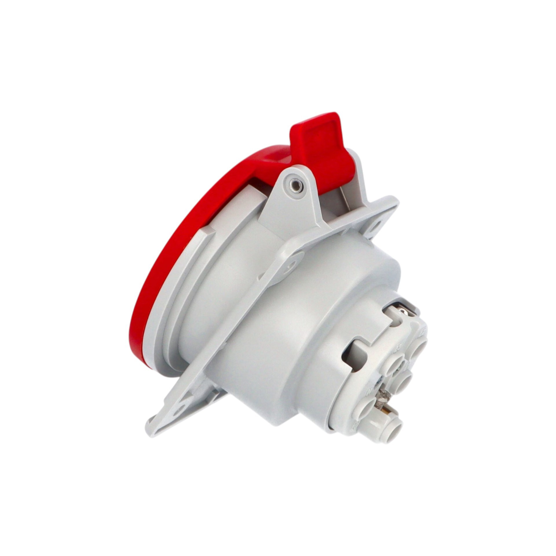 Ever Charger Eğik Makine Prizi Üç Faz 32A 3P+N+PE IP44 Kırmızı Vidalı Bağlantı Kombinasyon Kutusu için
