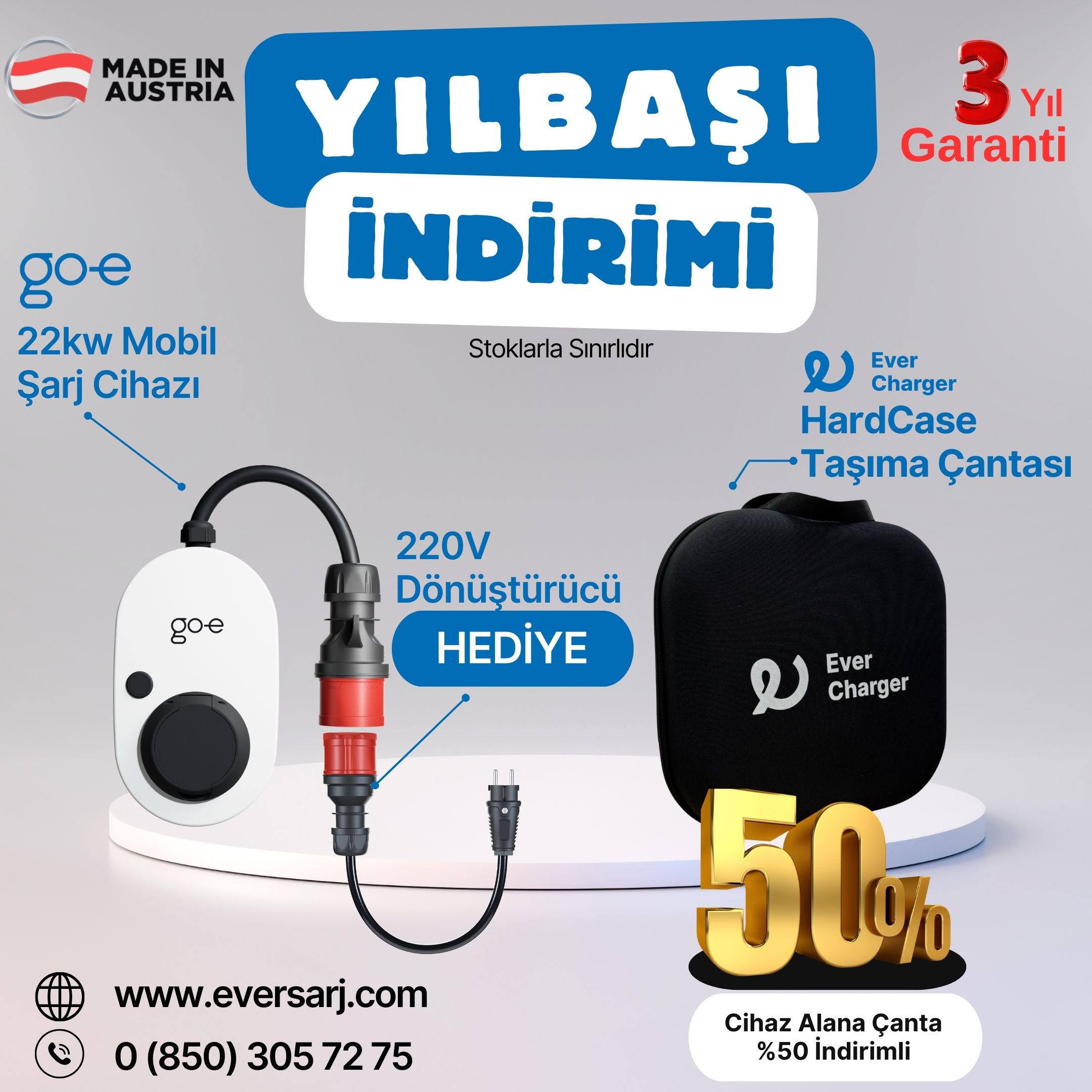 Ever Charger Hard Case %50 İndirimli | 220V Dönüştürücü Hediye