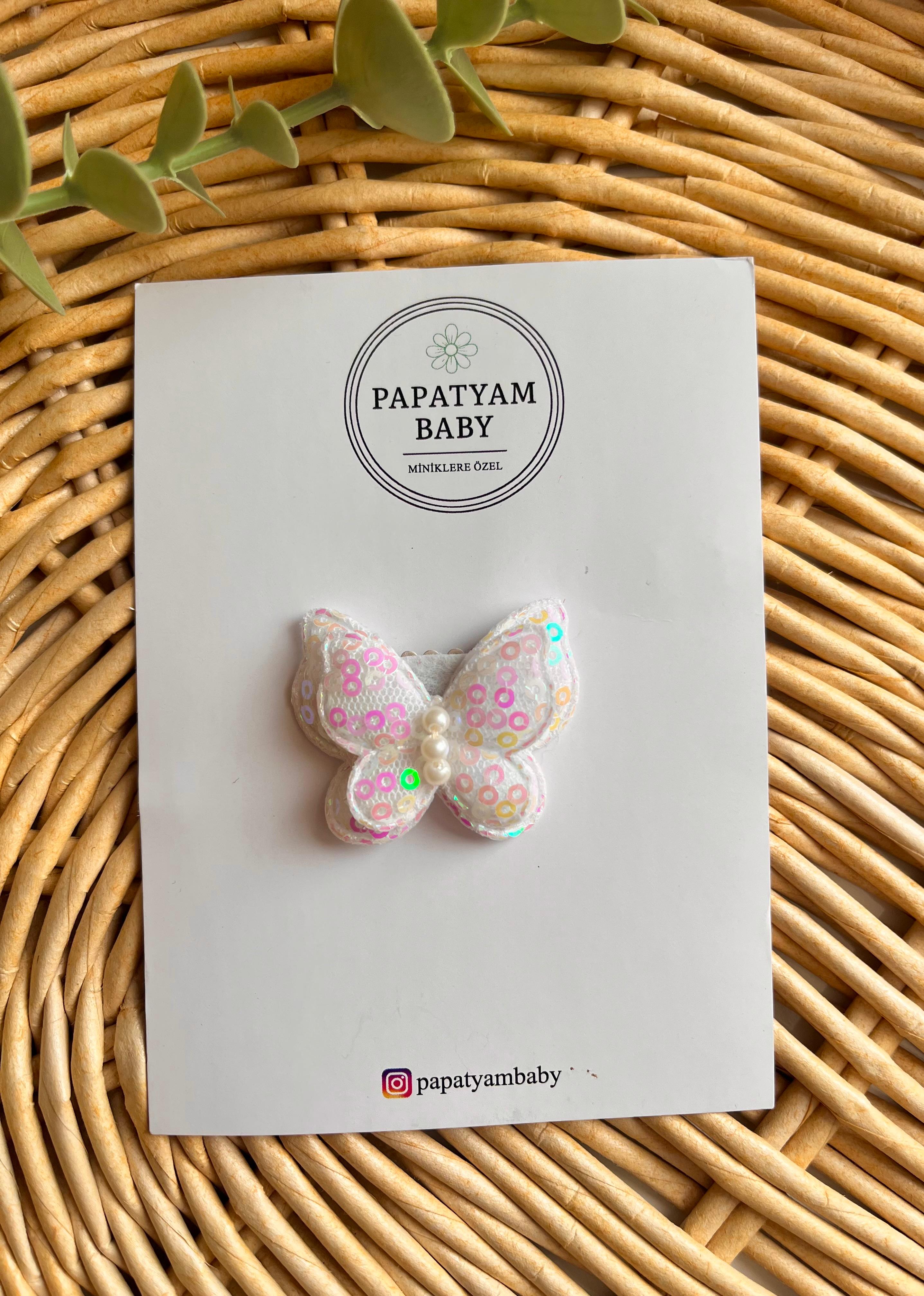 İncili Pullu Kelebek Toka Beyaz