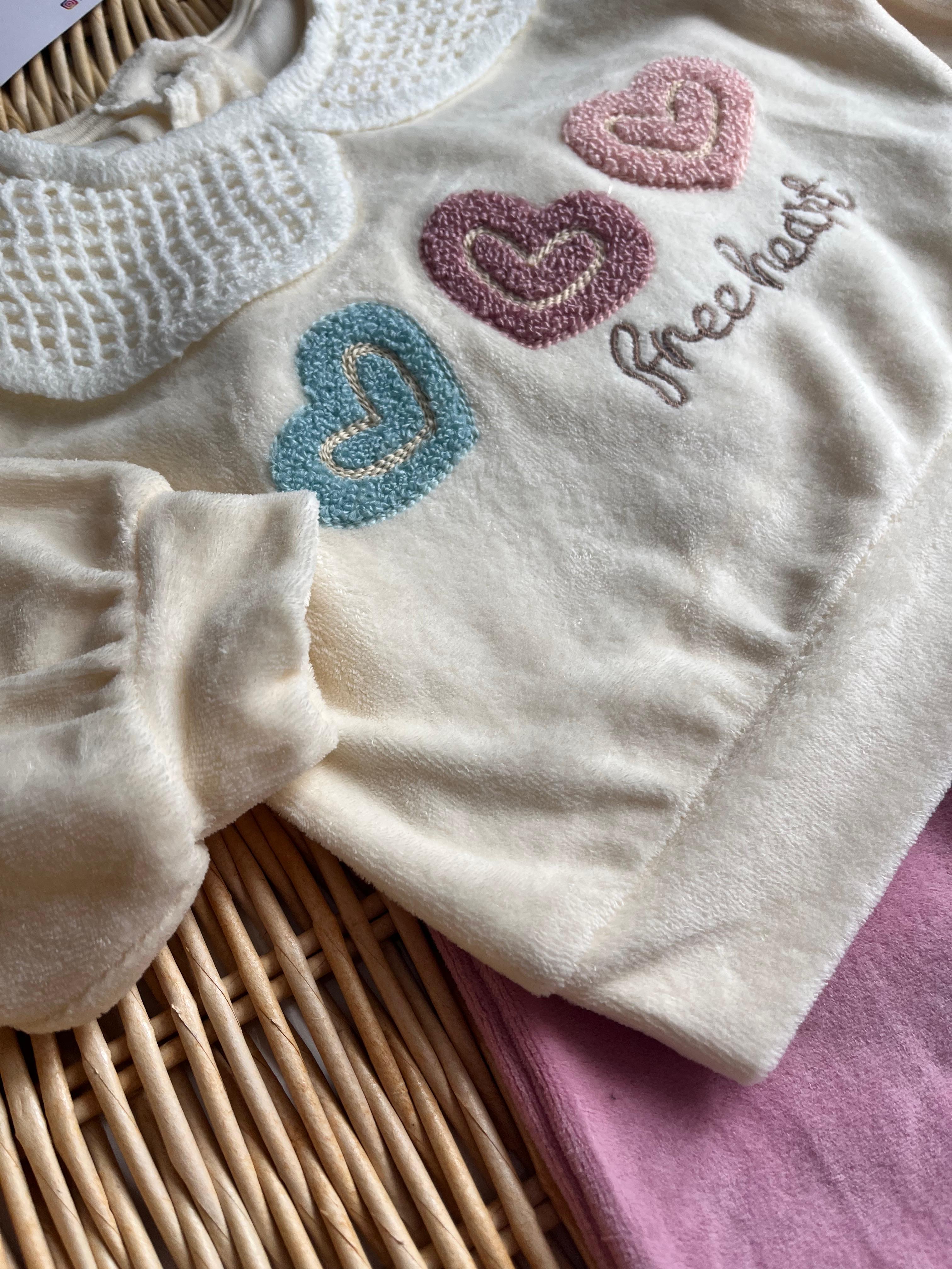 Lovely Kadife Yaka Detaylı Takım Pembe