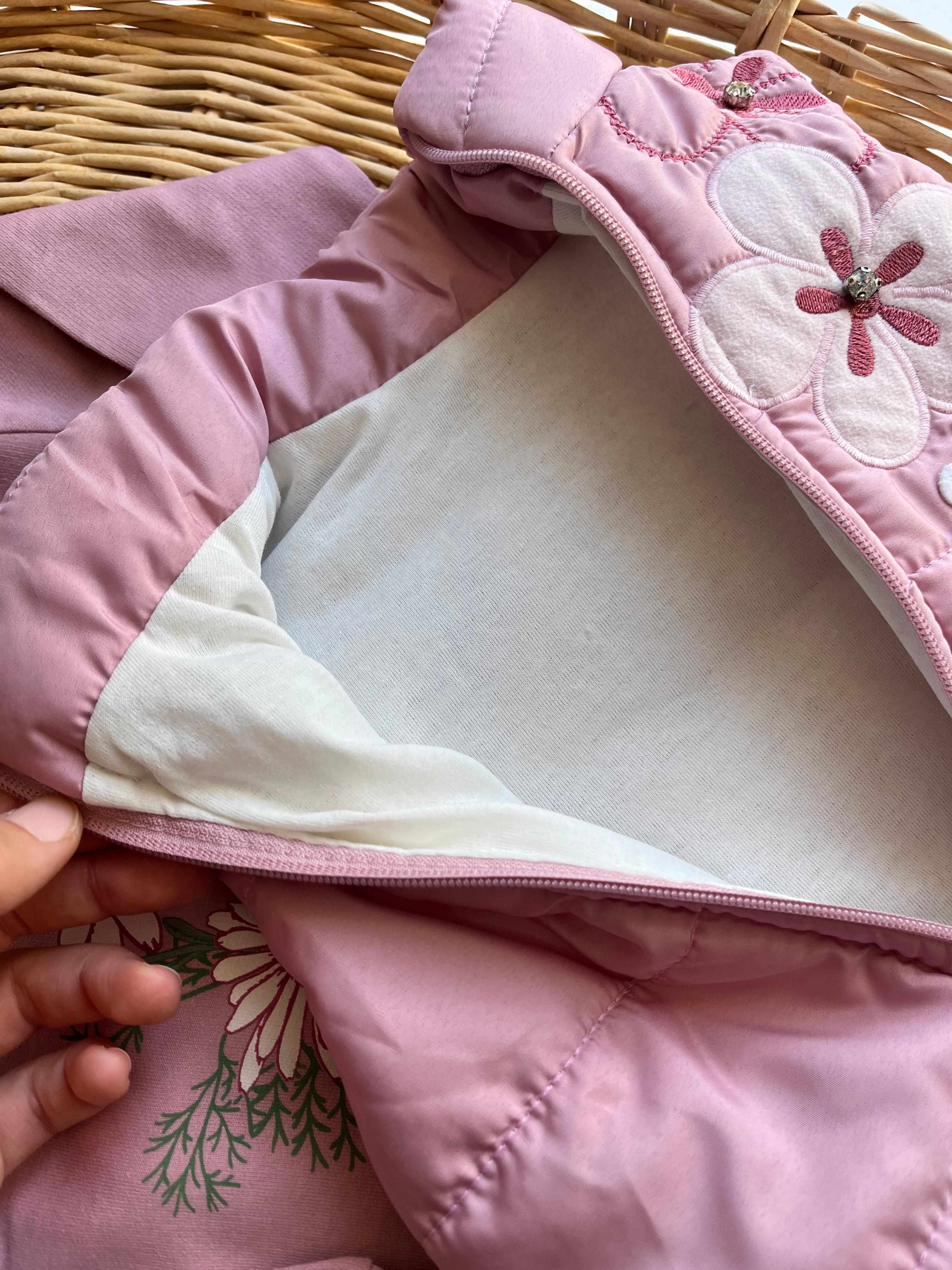 Çiçek Nakış Şişme Yelekli Fırfır Detay Tshirt Alt 3'lü Takım